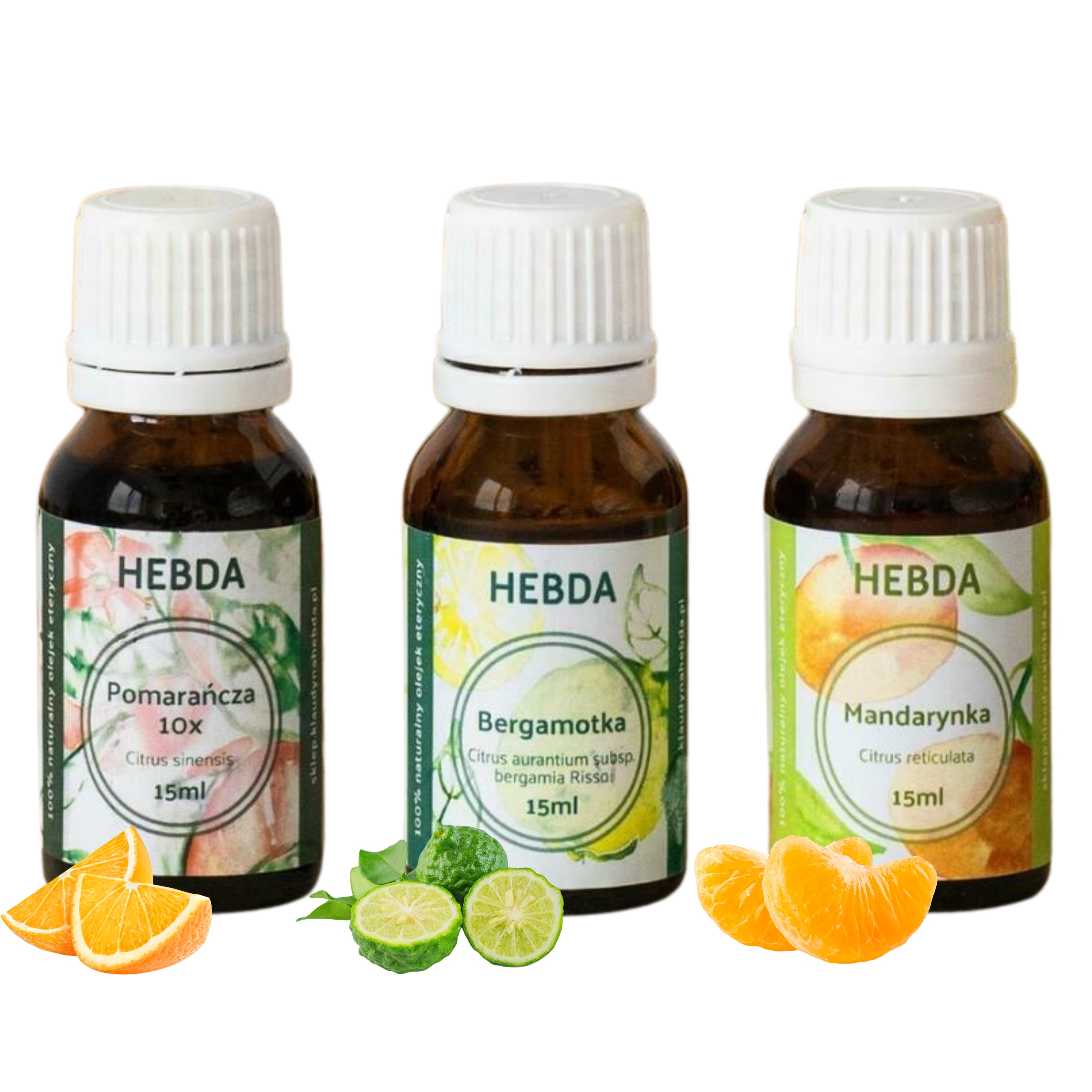 Olejki Eteryczne Zestaw Cytrusowe Trio Równowaga Harmonia 3x15ml Hebda