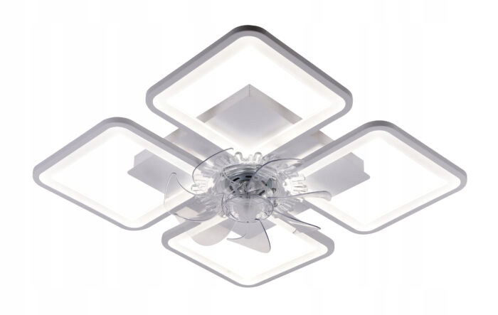 Štvorcová lampa s ventilátorom leto zima biela do spálne nastaviteľná