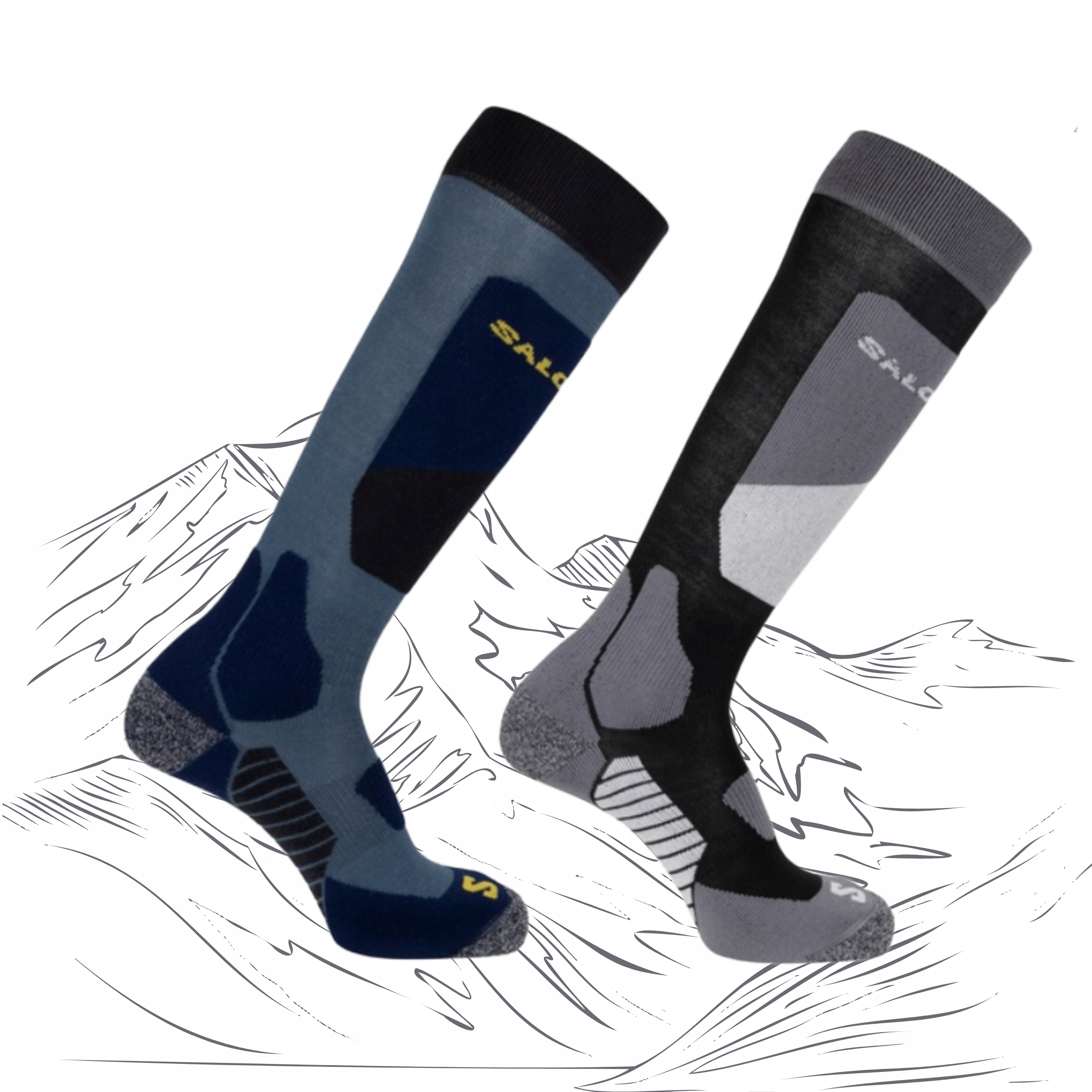 2x Ciepłe Skarpety Narciarskie Skarpetki Merino Salomon S/Access 39-41