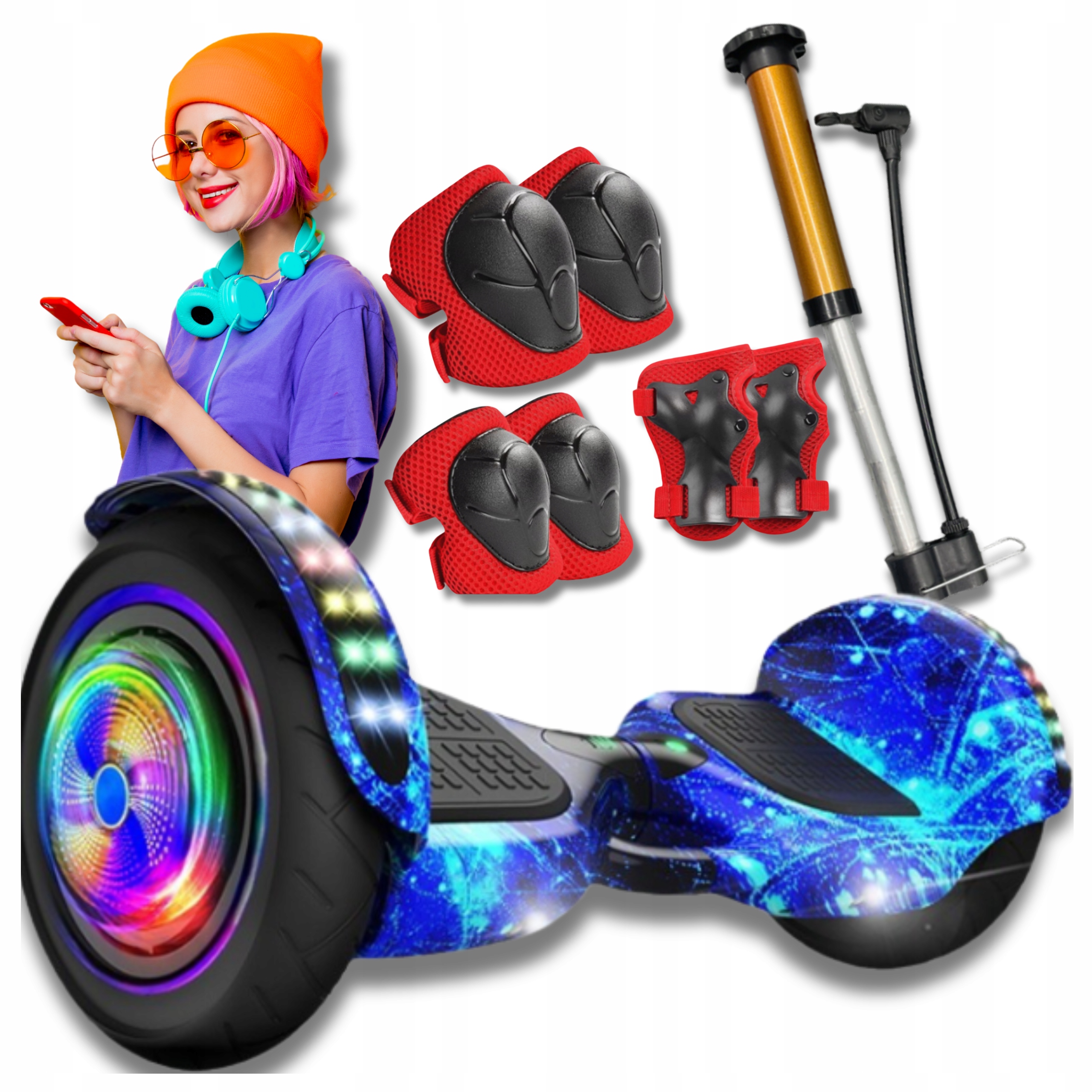 Hoverboard 10 Palců Led Elektrický Skateboard Bluetooth Svítící Kola