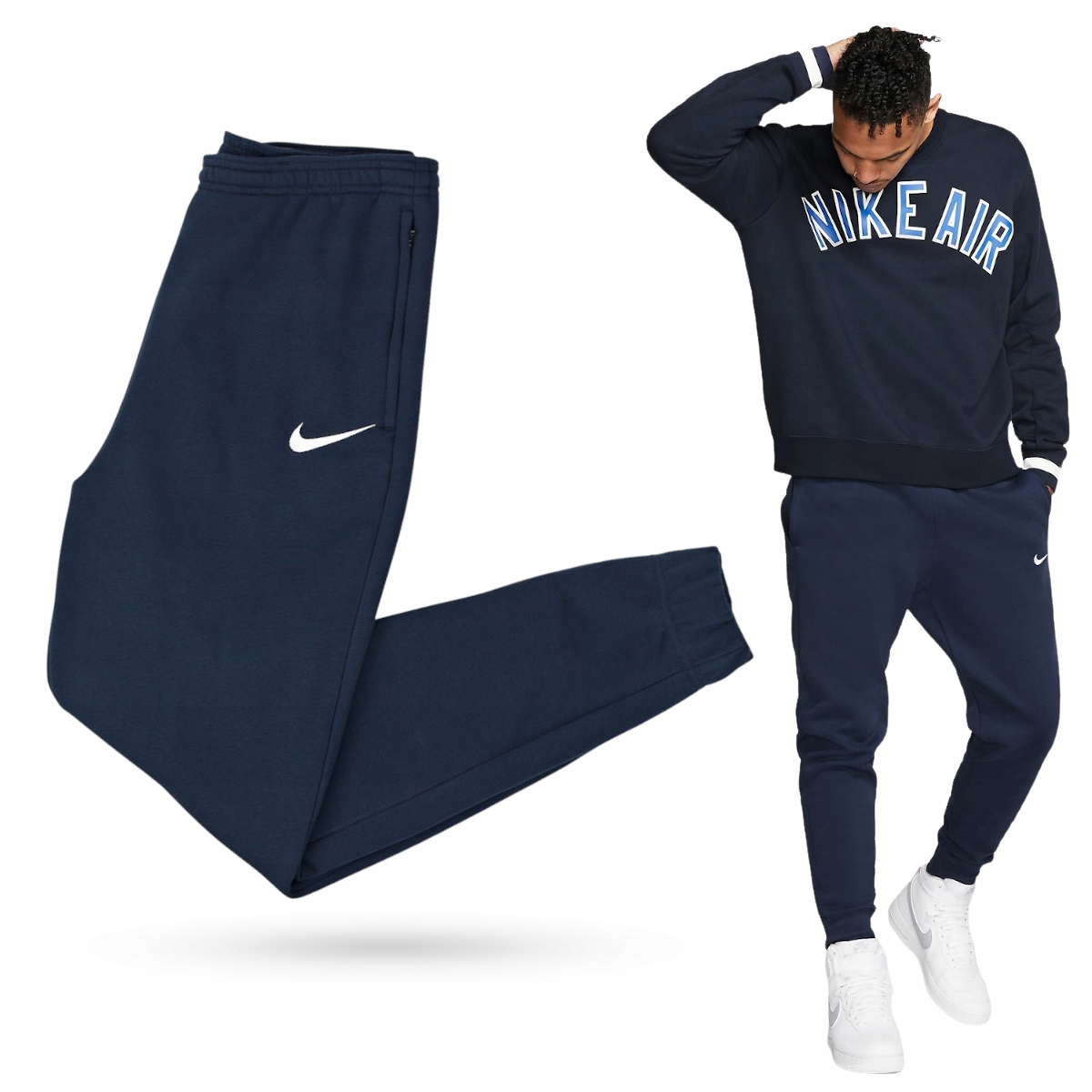 Spodnie Dresowe Męskie Nike Bawełniane Sport Zapinane Kieszenie r. L