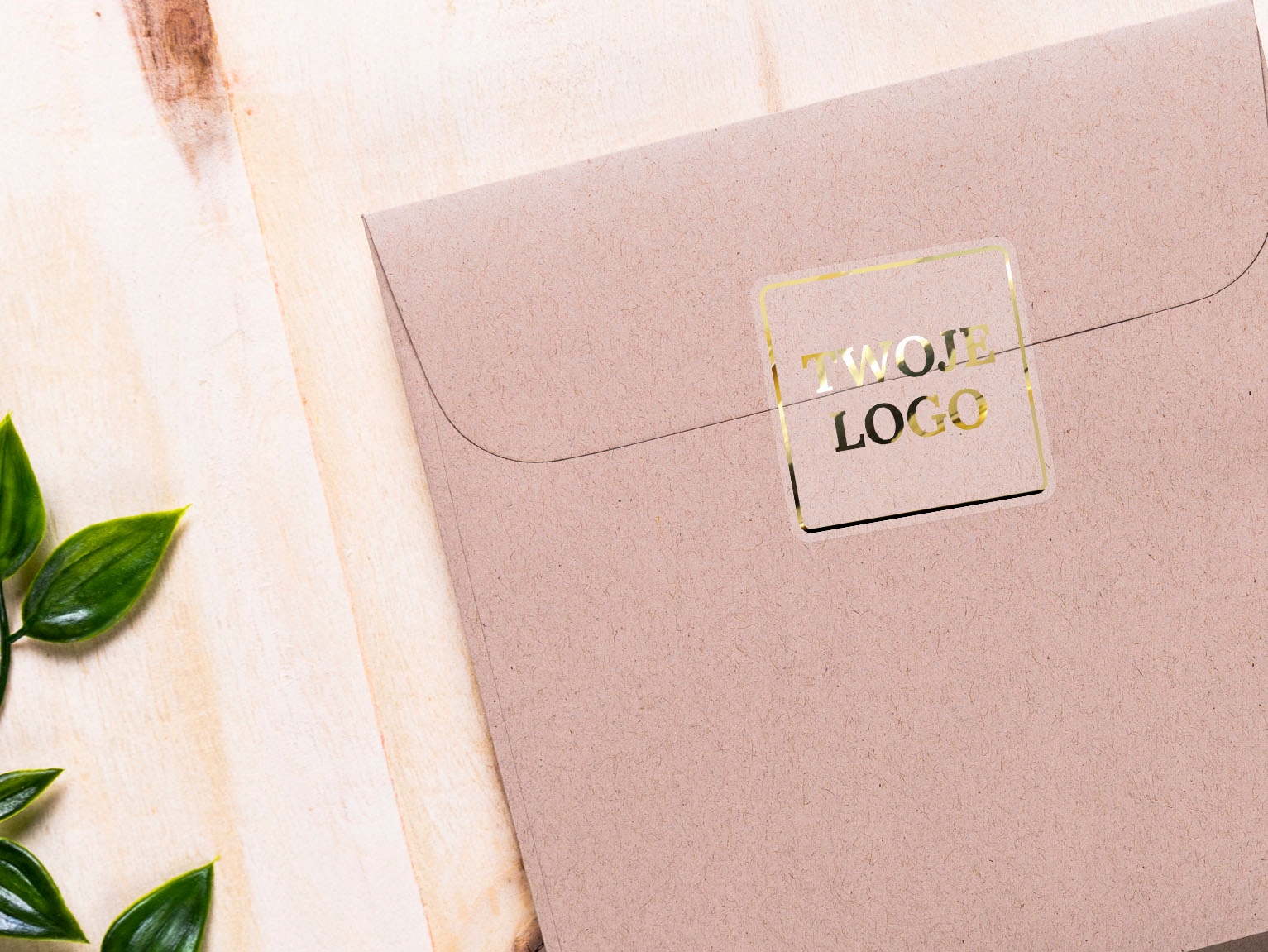 Złocone Naklejki przezroczyste z Twoim Logo, 5x5cm 100szt Okazje ślub