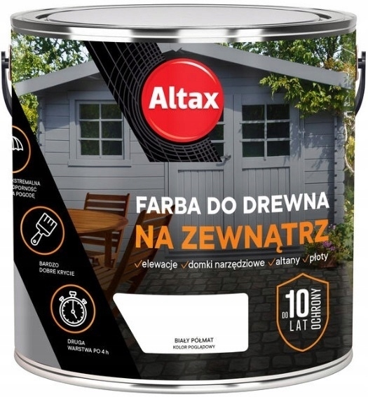 Altax Farba Do Drewna Biały Półmat 2.5L