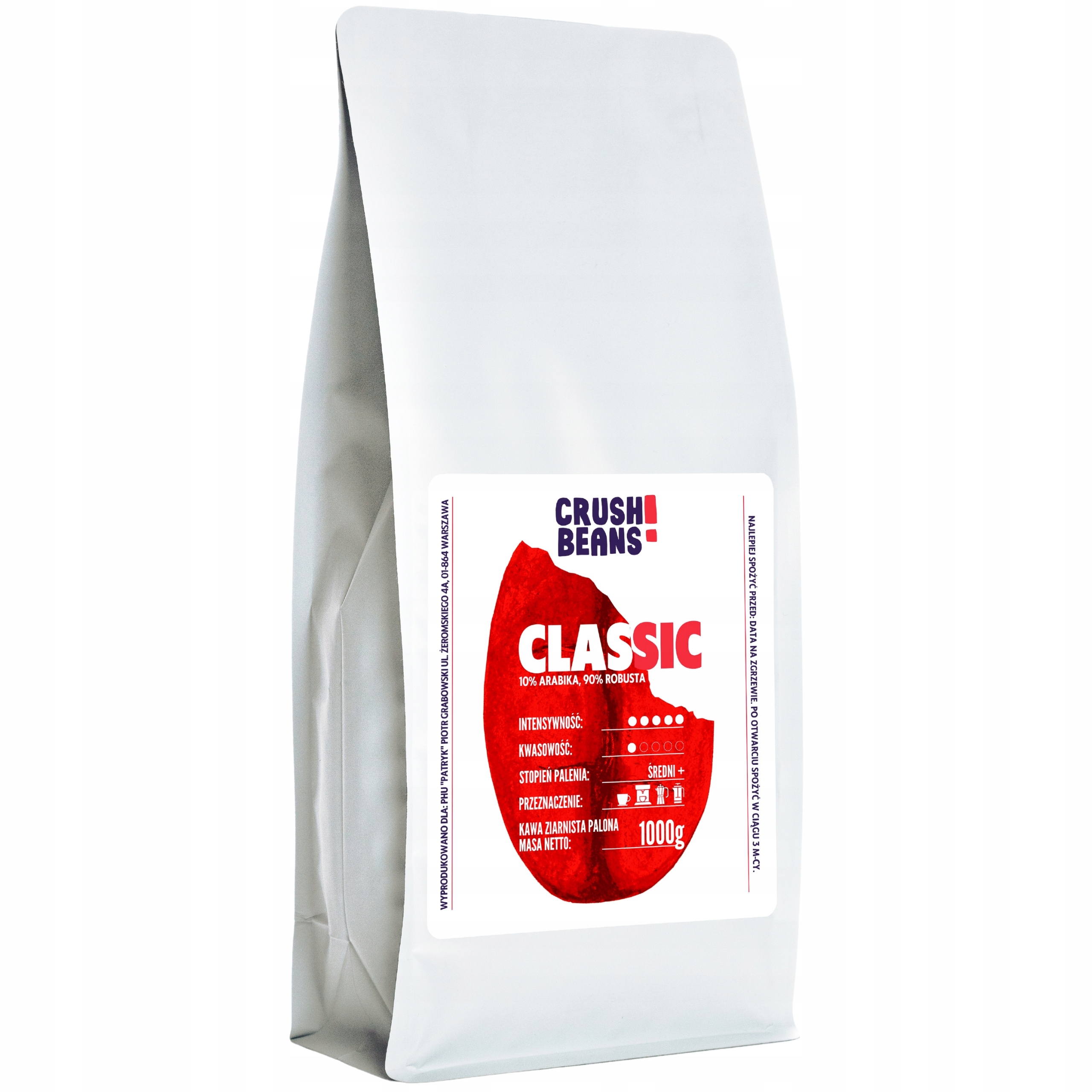 Levně Mletá káva 1 kg Classic Crush Beans Silná