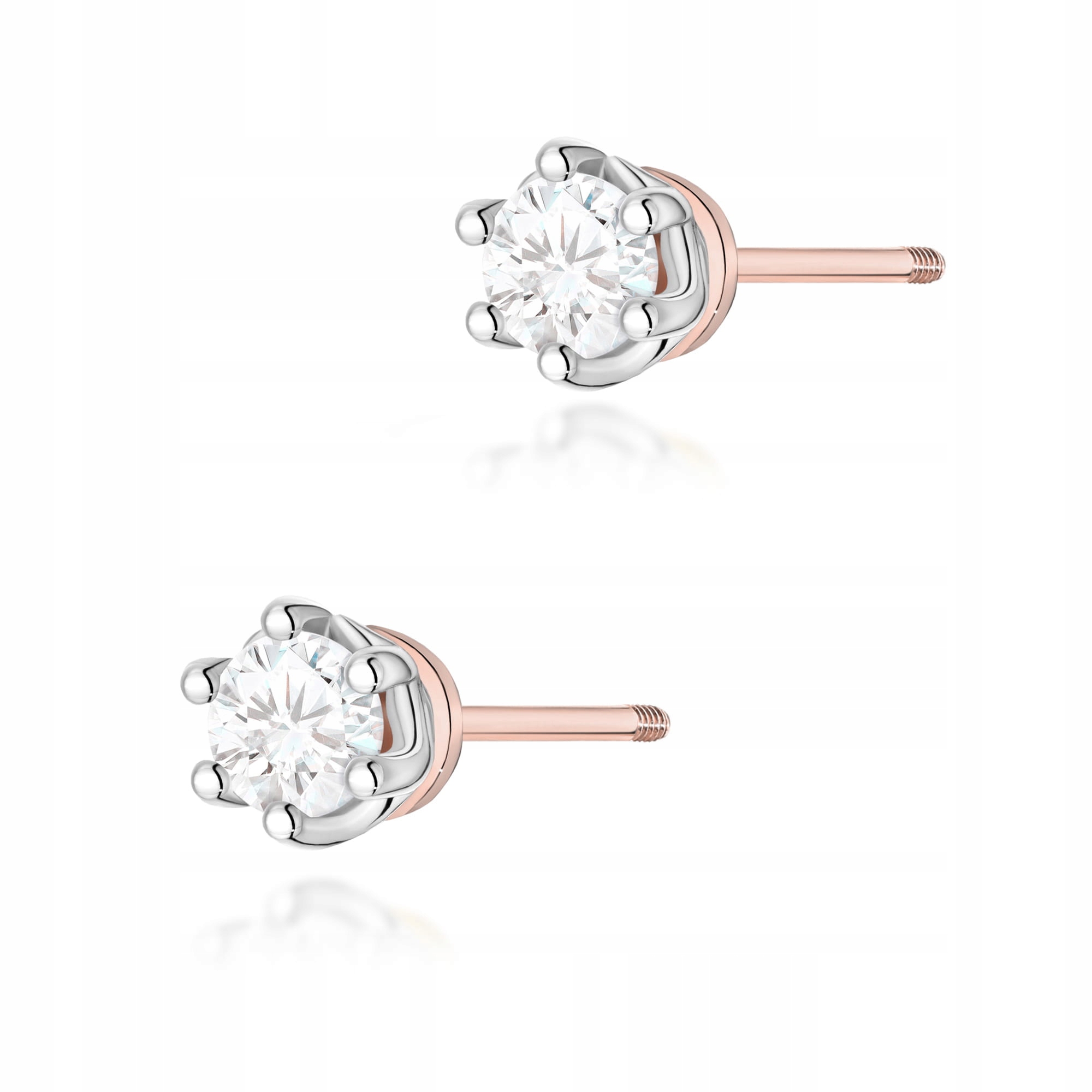 Náušnice z růžového zlata 585 s brilianty a bílým zlatem 1.75 g Valentýn