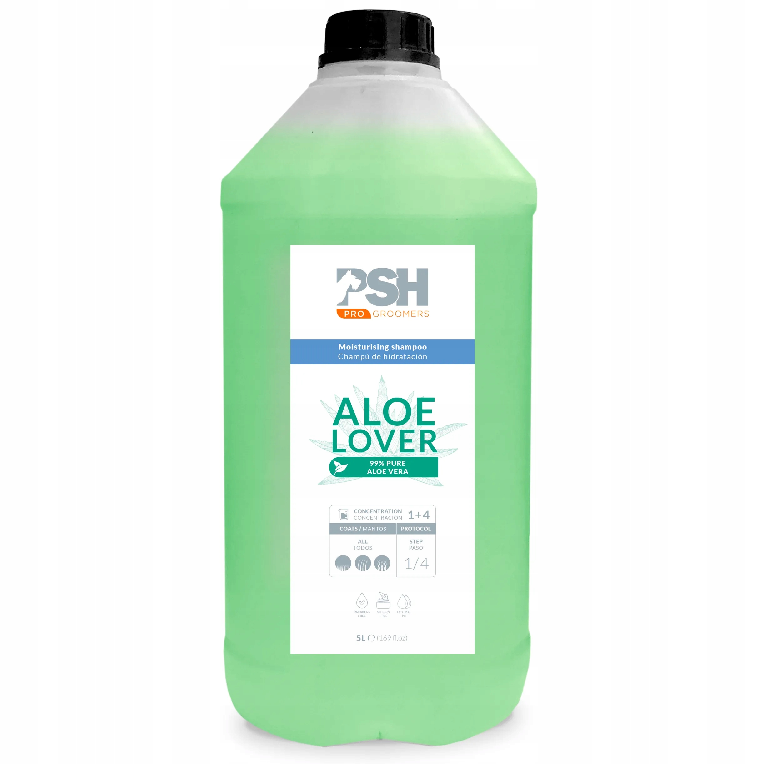 Psh Aloe Lover szampon intensywnie nawilżający do długiej sierści 1:4 5L