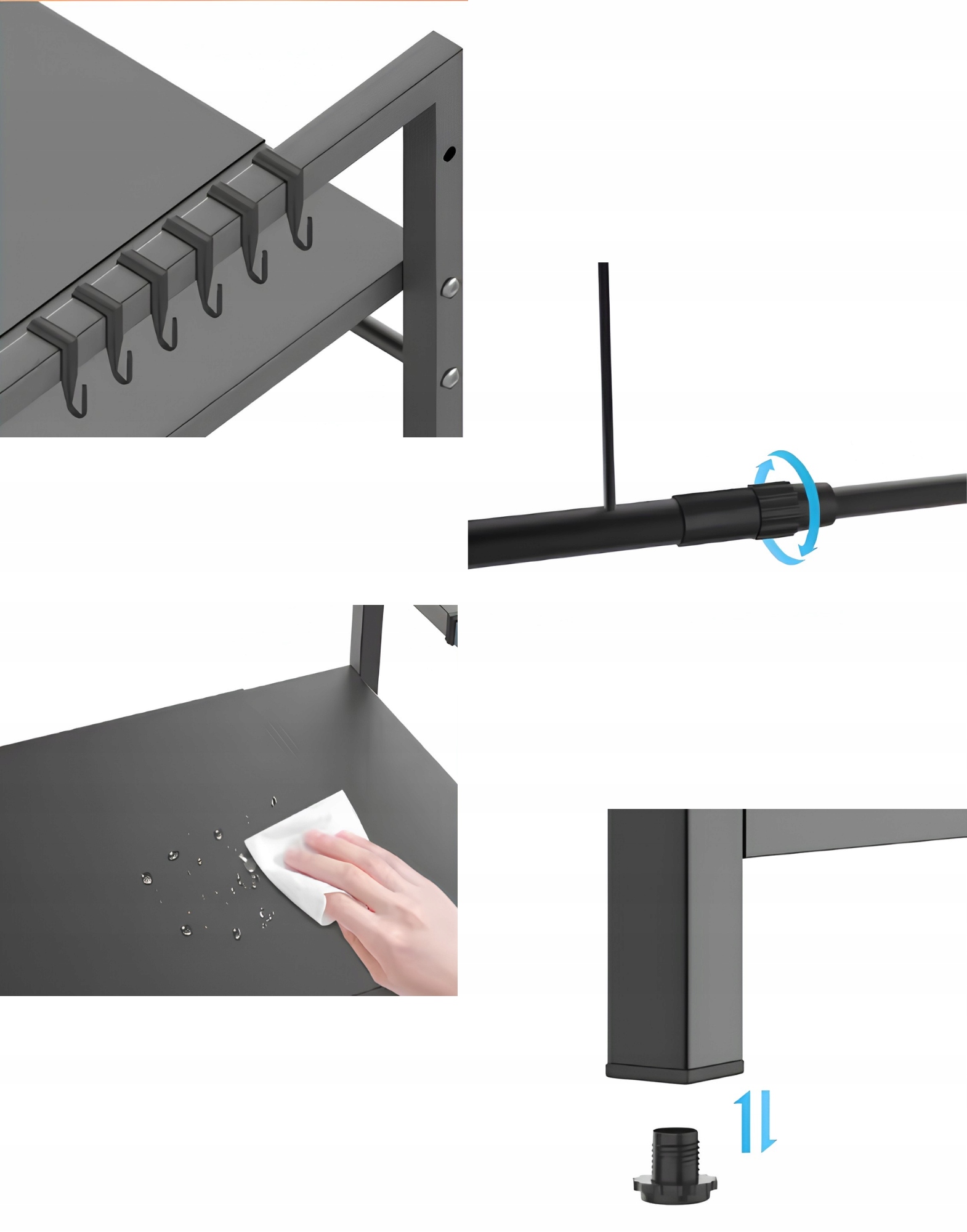 Regulowany stojak na mikrofalówkę 40–60 cm, 3 poziomy, RegMag OR-10 – W zestawie