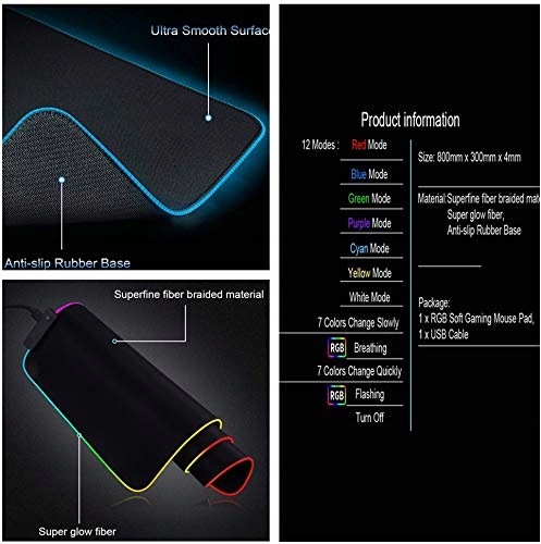 QINXI Profesjonalna Podkładka LED Pod Klawiaturę RGB XL — miniatura 5