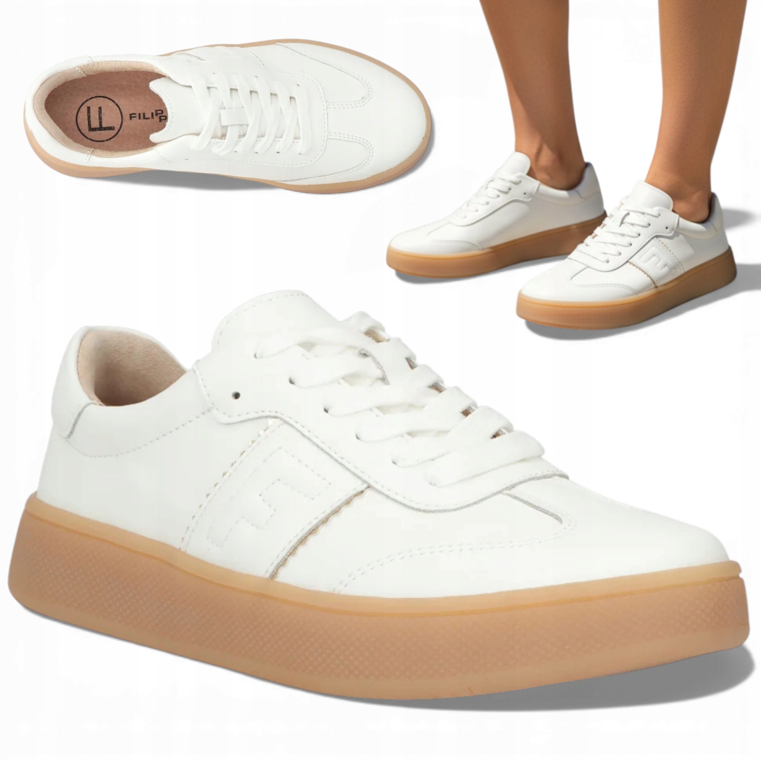 Dámské kožené tenisky 40 Filippo Pohodlné polobotky Bílé Sportovní Módní