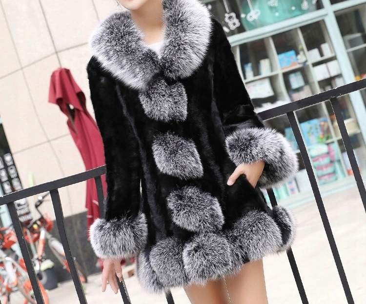 FUTRO NATURALNE NORKI OBSZYTE LISEM ROZKLOSZOWANE PIĘKNY MODEL KOLORY NEW Rozmiar 48