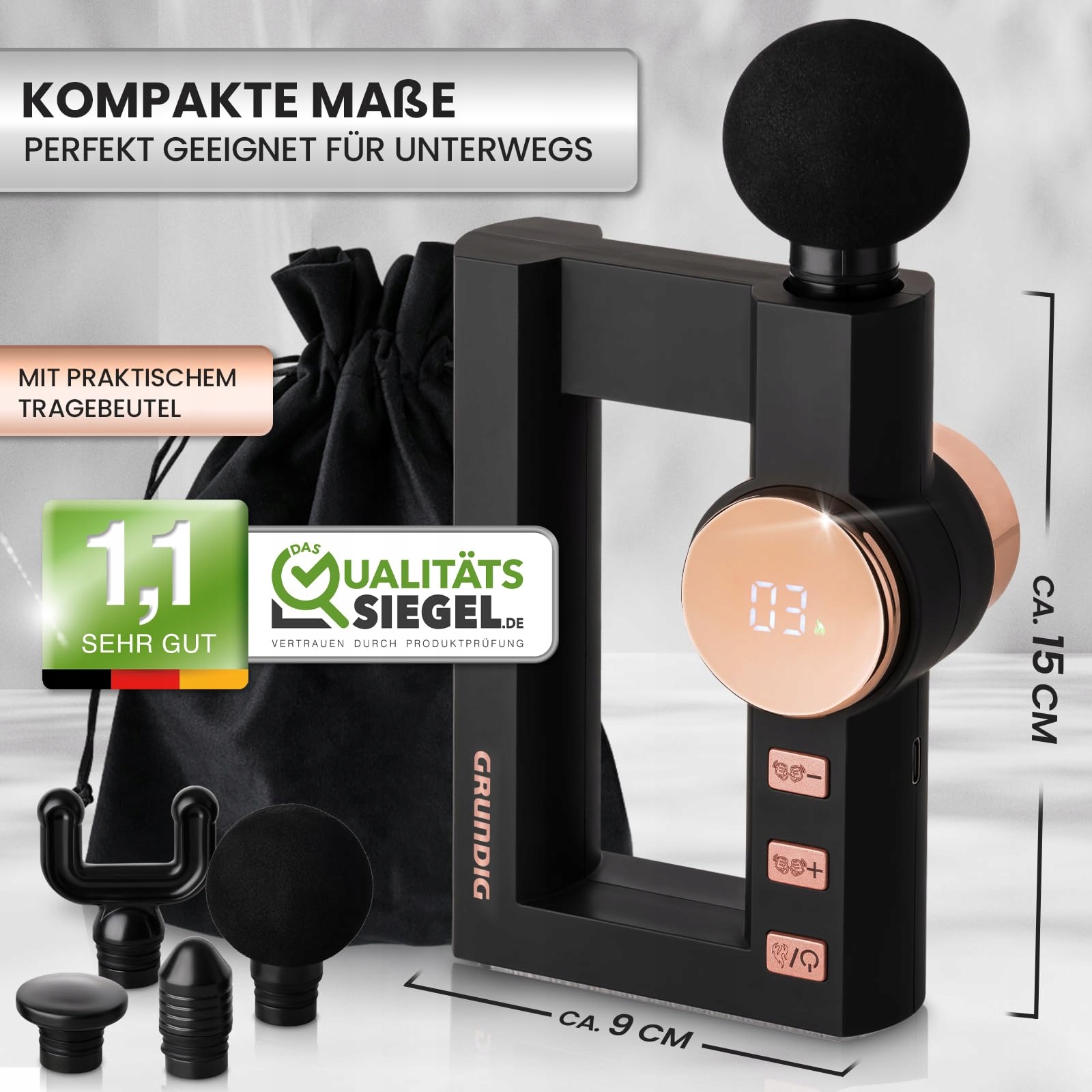 GRUNDIG Pistolet Masażu: 4 Poziomy Grzania, 32 Tryby Masażu — miniatura 6