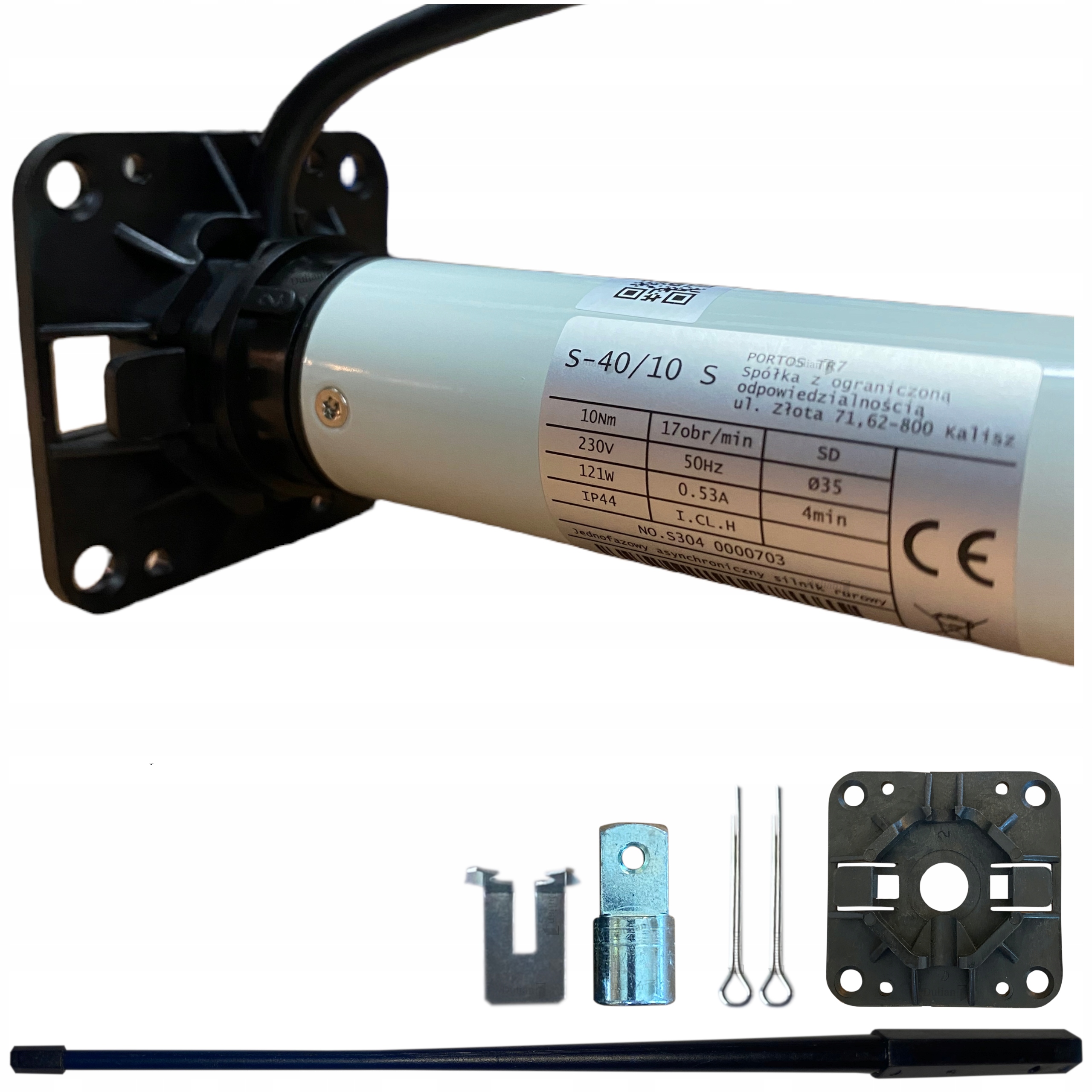 Silnik krótki napęd 37cm do rolet zewnętrznych Portos Fi 40mm 10Nm S-40/10S