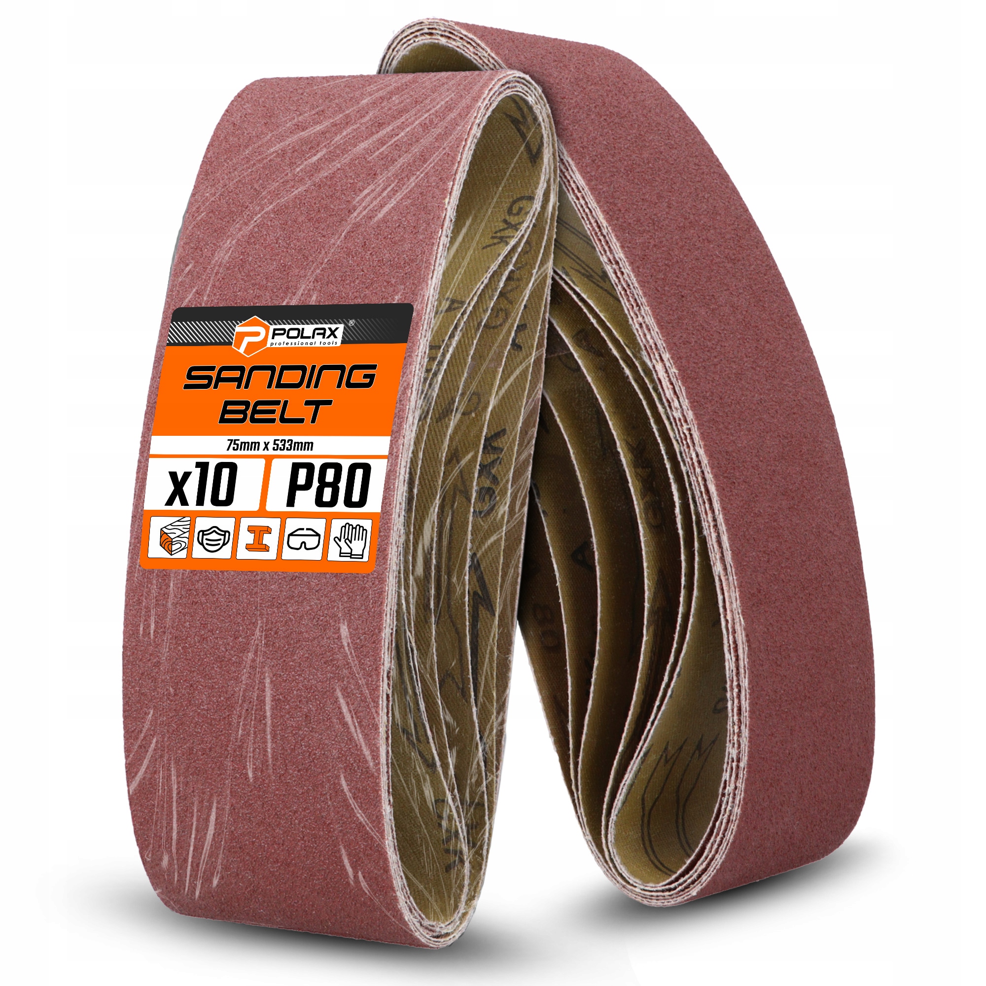 10x Pas Bezkońcowy Taśma Szlifierska 75x533 P80 Papier Ścierny Szlifierk 7D