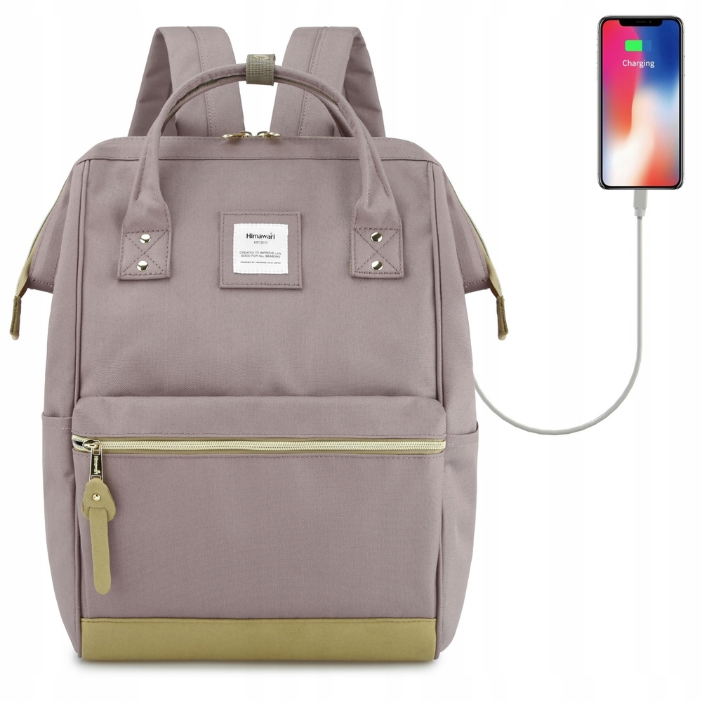 Plecak damski Himawari 123 na laptopa 14,1 z Usb zgaszony wrzos