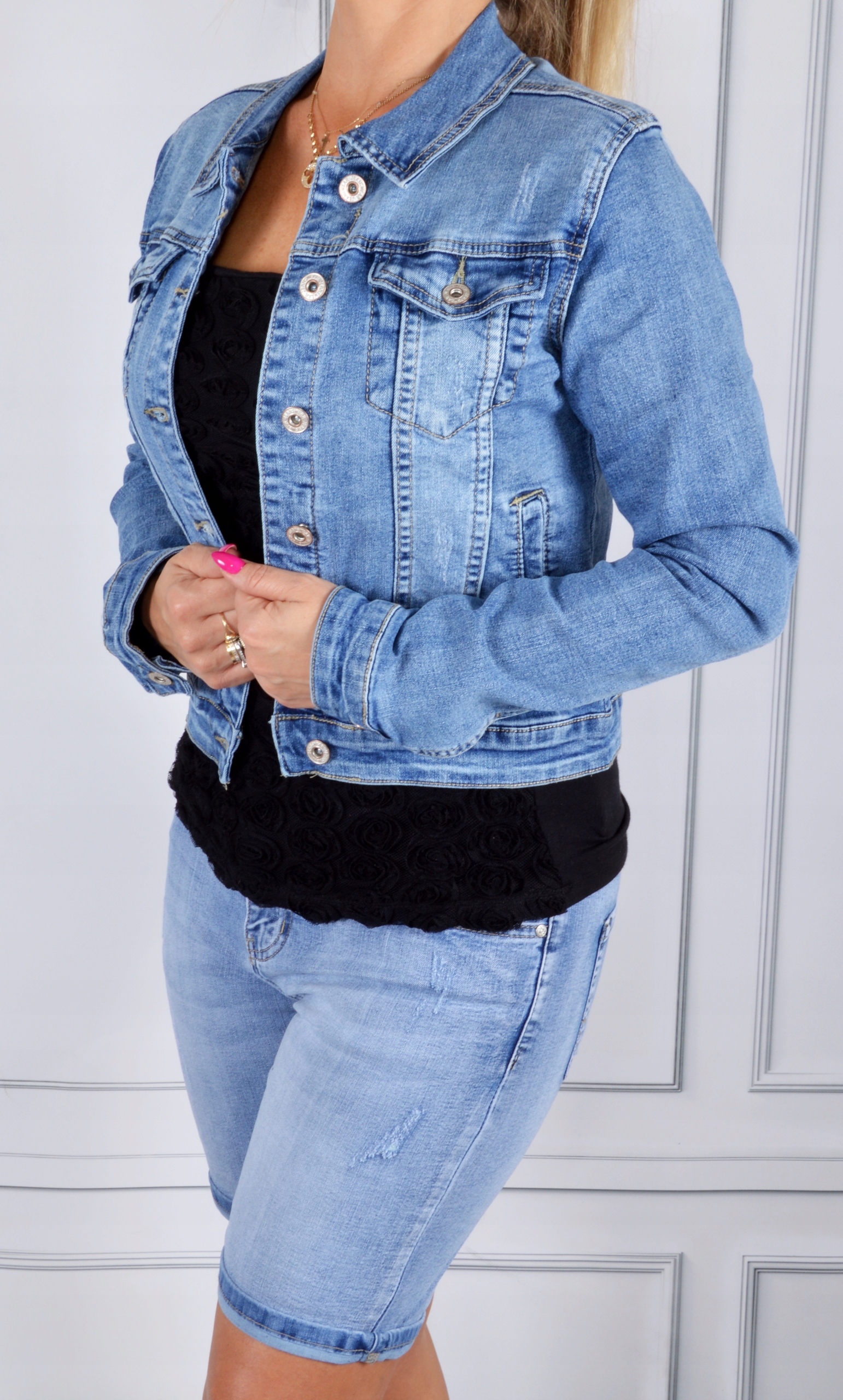 Katana Kurtka Jeans Klasyczna Jeansowa Plus Size Rozmiar L