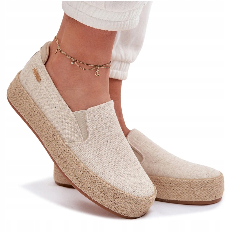 Dámské Nazouvací Látkové Espadrilky S Výpletem TT274089 Béžové 41