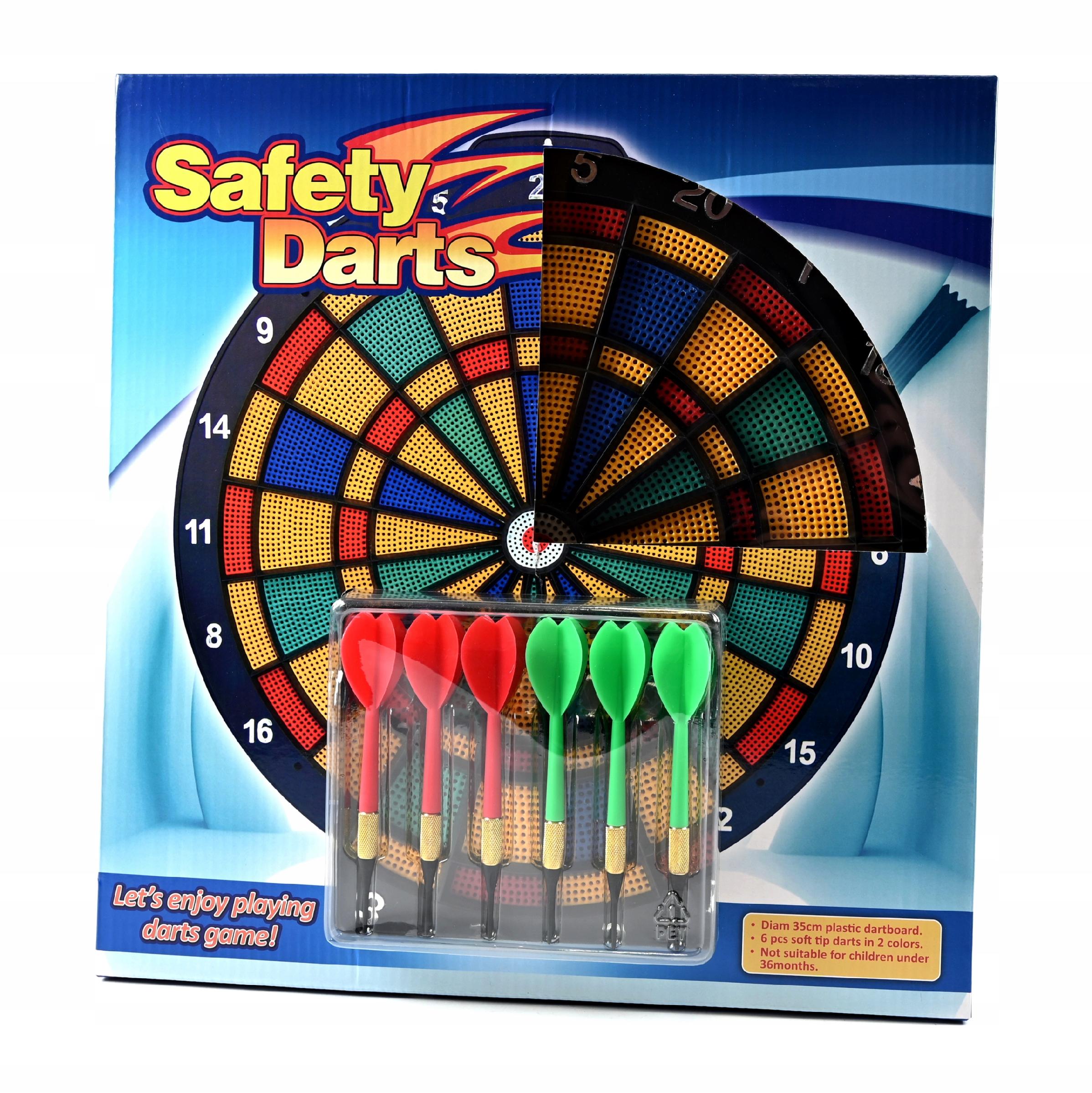DART ZESTAW DO GRY RZUTKI TARCZA 35CM + 6 LOTEK SOFT TIP PLASTIKOWE GROTY