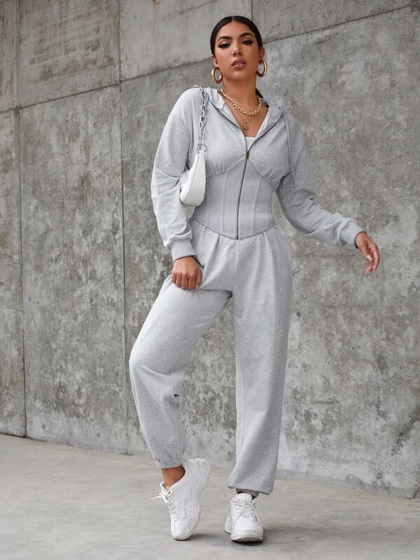 SHEIN SPODNIE DRESOWE DAMSKIE SZARE R.M R086043 Kolor szary