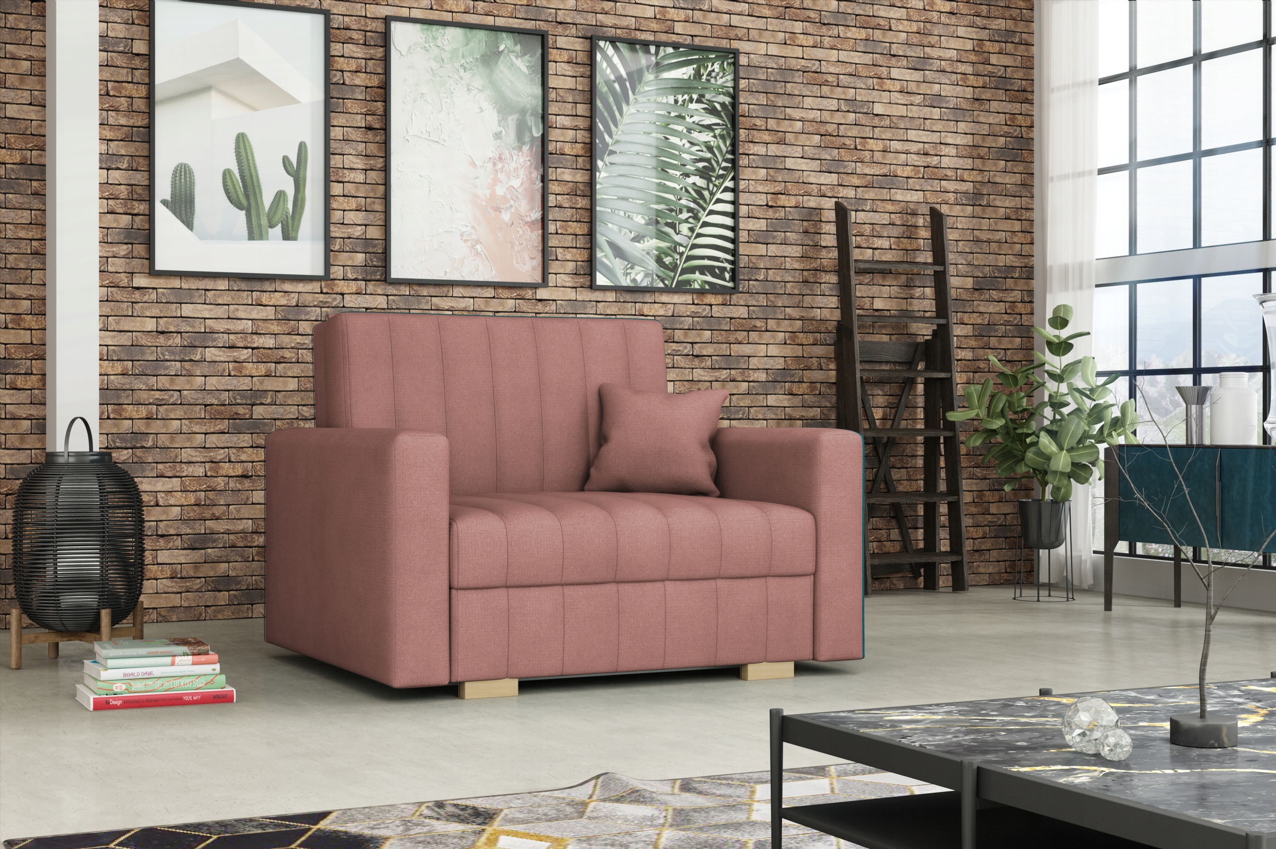 jedynka sofka VIVA I RELAX mała w welurze Kronos Kolekcja DM-K