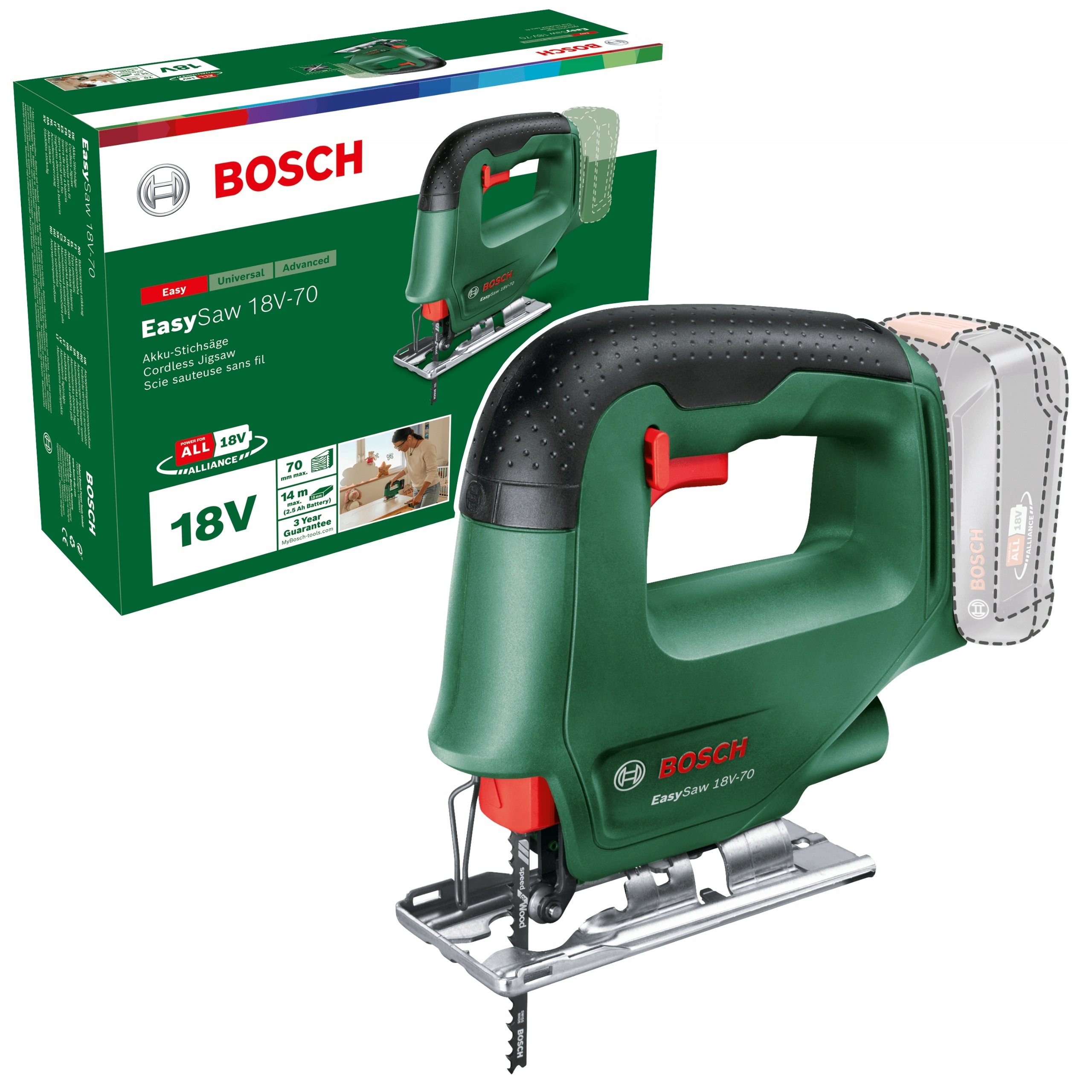 Wyrzynarka akumulatorowa Pilarka Bosch EasySaw 18V-70 Solo Body 0603012000