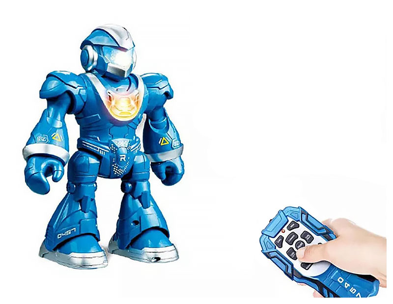 ROBOT RC ZDALNIE STEROWANY PROGRAMOWANY TAŃCZY ŚPIEWA PILOT DŹWIĘKI ŚWIATŁA Kolor dominujący odcienie niebieskiego