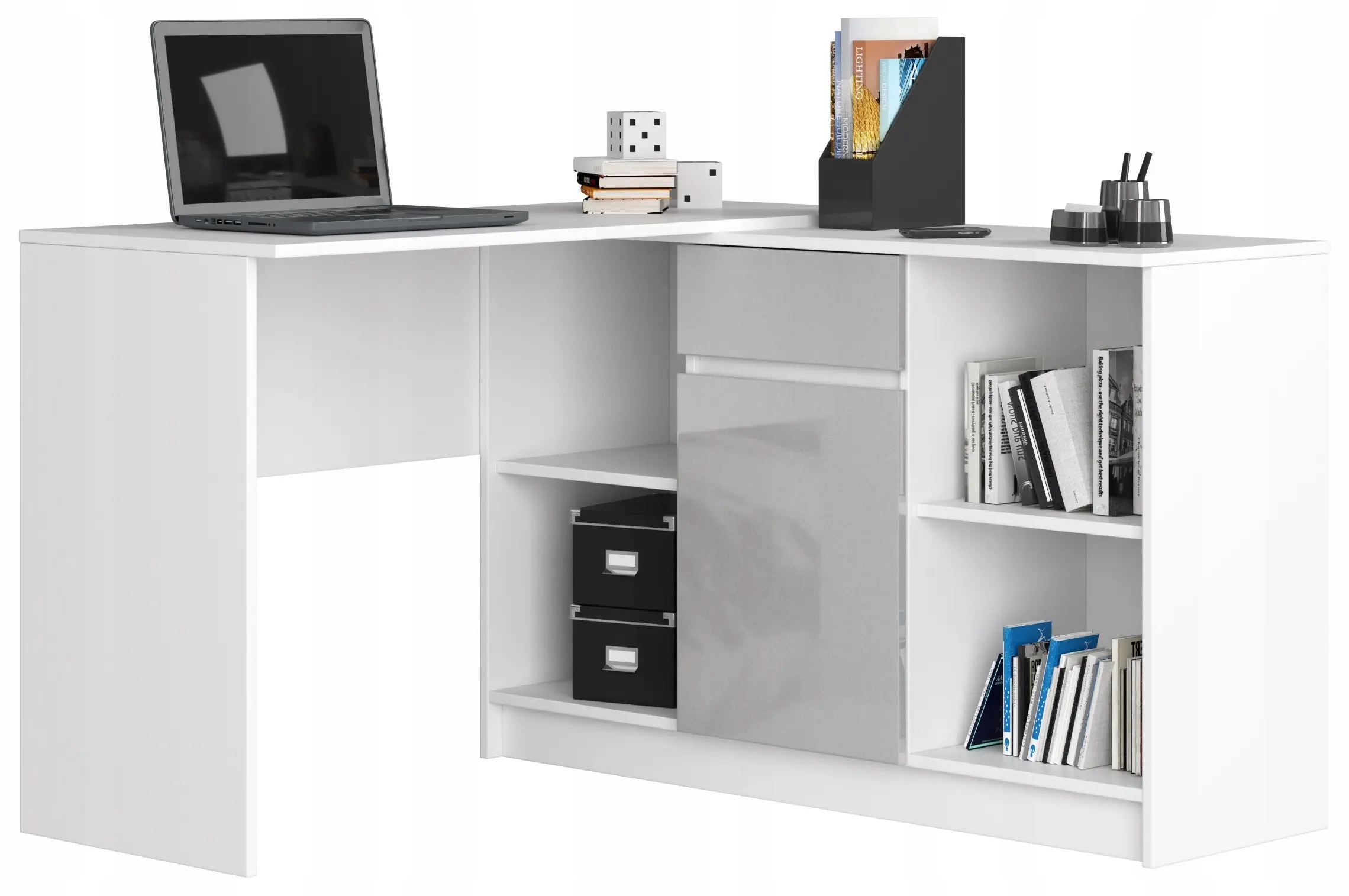 BIURKO NAROŻNE KOMPUTEROWE KOMODA STOLIK POŁYSK