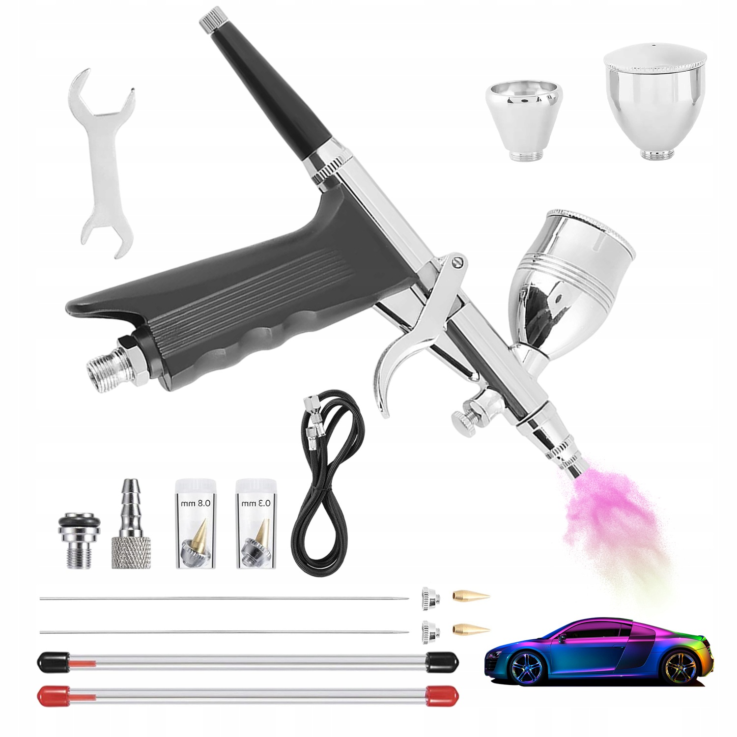 Modelářský Airbrush Malířská Pistole 3 Trysky 0,3/0,5/0,8 MM
