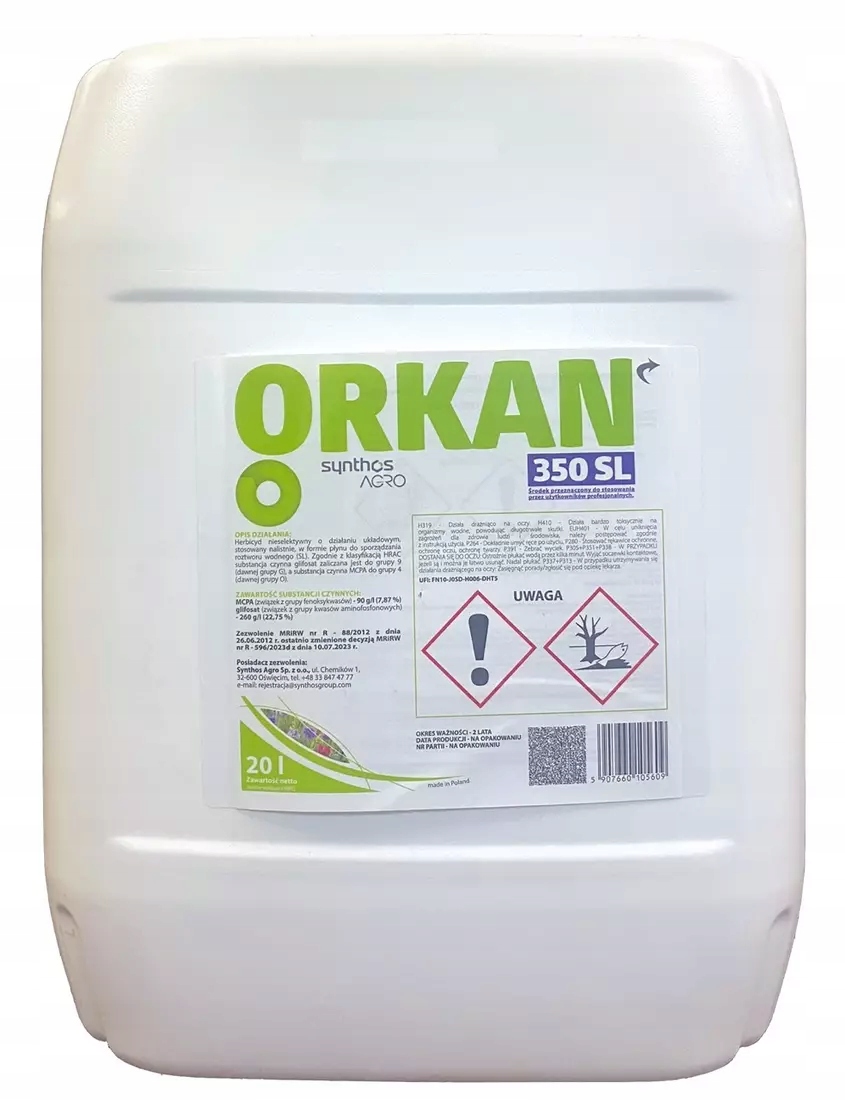 Orkan 350SL 20L Synthos glifosat, herbicyd mocny na chwasty perz skrzyp