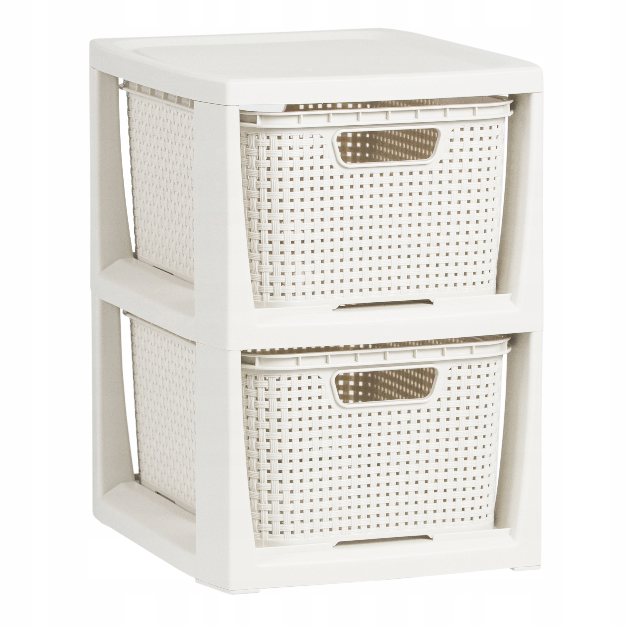 REGAŁ KOMODA SZAFKA PÓŁKA Z 2 KOSZAMI RATTAN BRANQ Wykończenie matowe