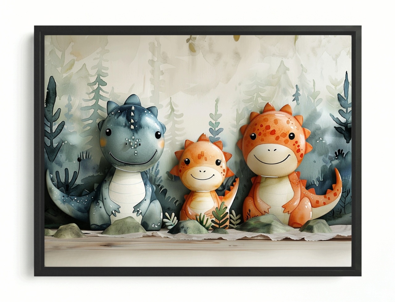Obraz Rám Americký Box Zábavní Dinosauři Rodina Máma Táta Portrét 100x75