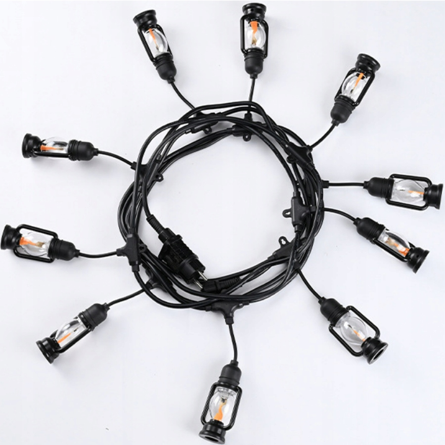 LAMPKI OGRODOWE WEWNĘTRZNE ZEWNĘTRZNE LED 5M 10SZT LAMPIONY GIRLANDA RETRO Długość 12 cm