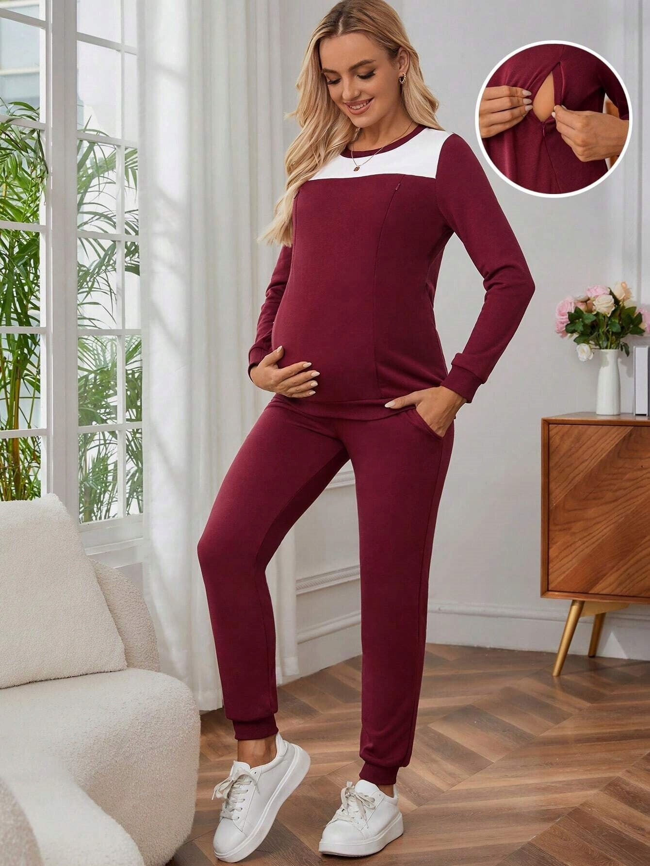 SHEIN Top i spodnie Zestaw do karmienia piersią L/XL