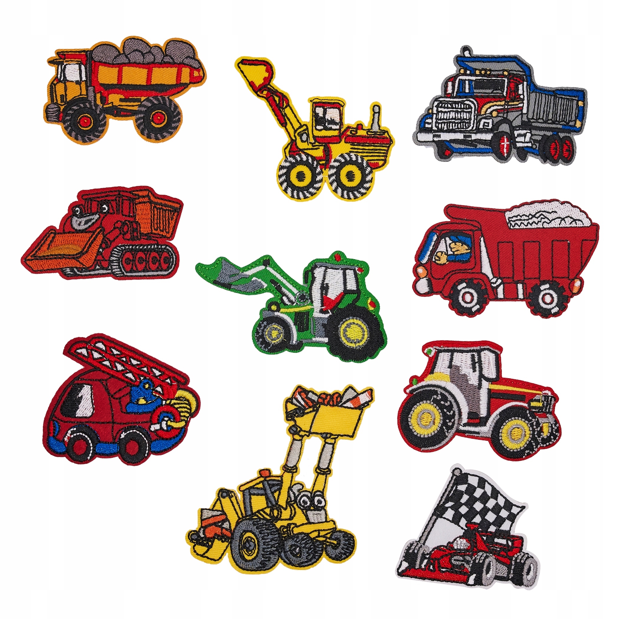 

Zestaw 10szt. Auta traktory koparki naszywki Termo