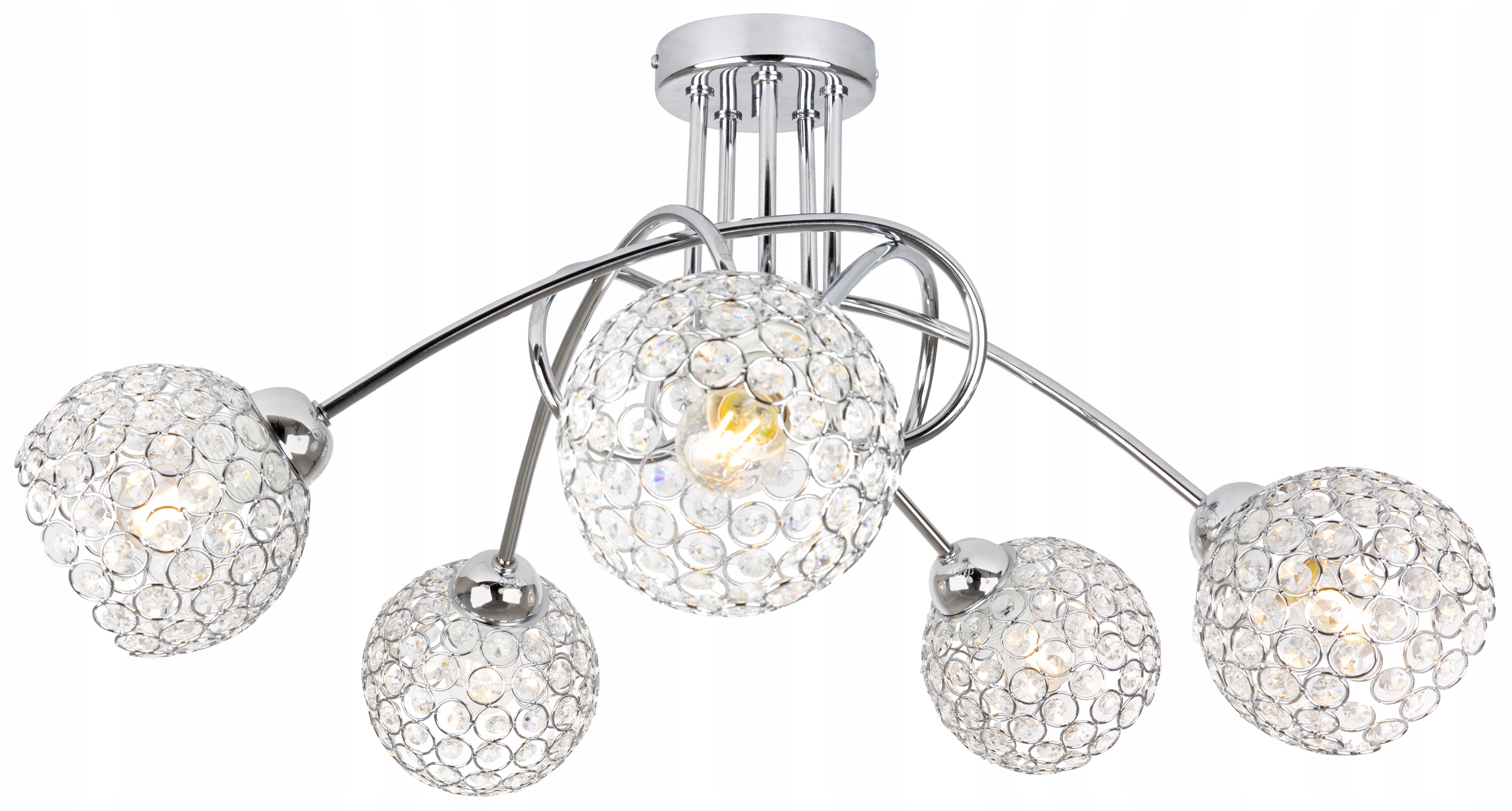 

Lampa Sufitowa Wisząca Żyrandol Kryształ Chrom Led