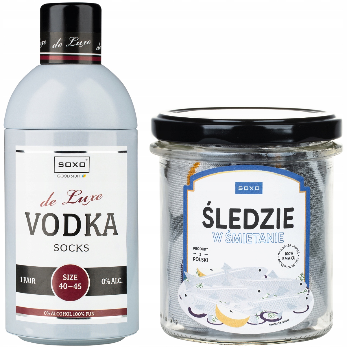 

2X Śmieszne Skarpety Męskie Soxo Śledzie W Słoiku