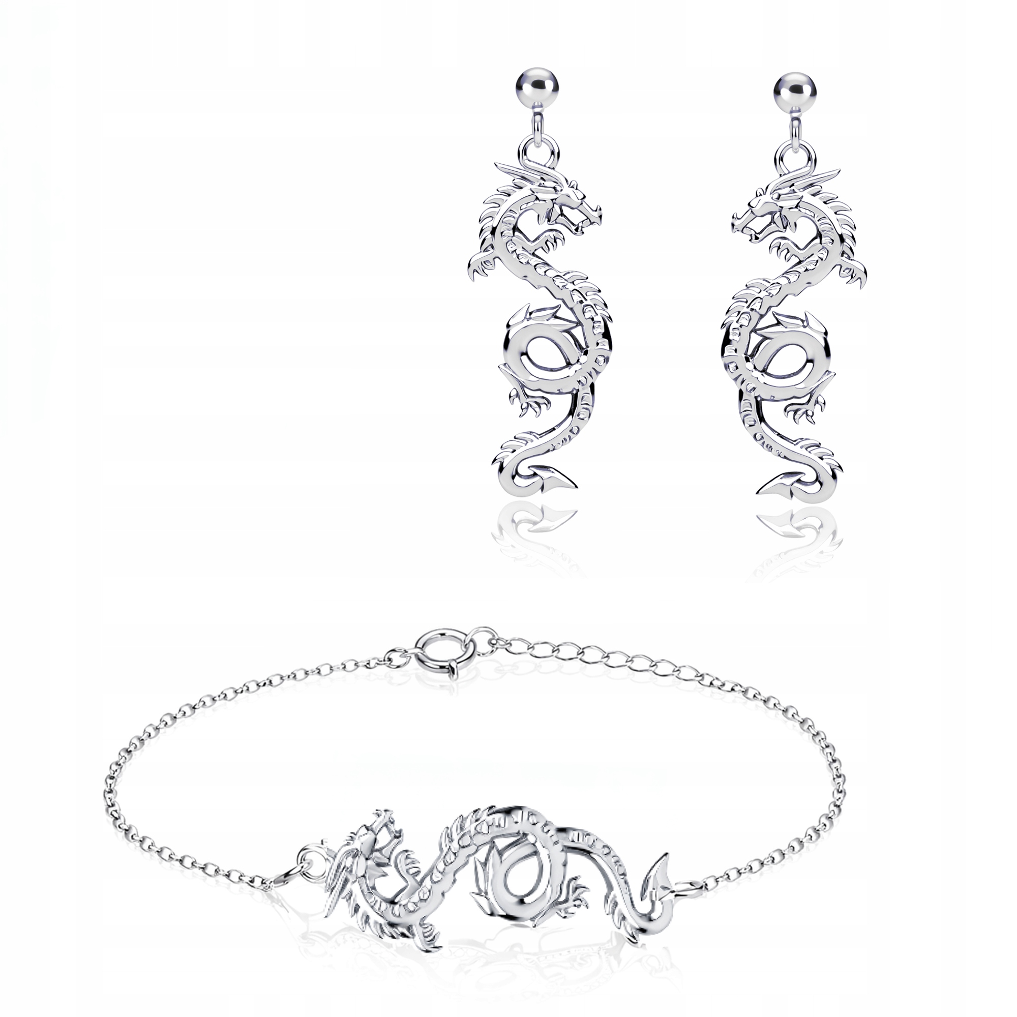 Sada stříbrných šperků Krásný velký drak Stříbro 925