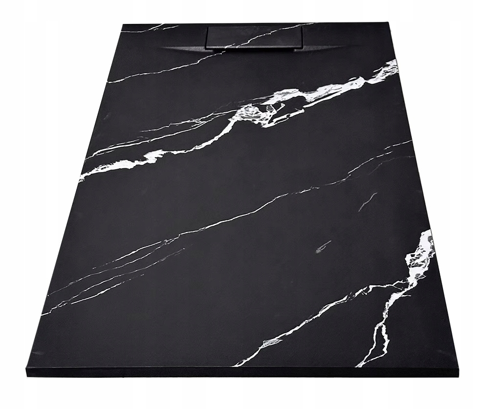 Sprchová vanička 100x80x2,7 cm Smc černý mramor plochý sifon