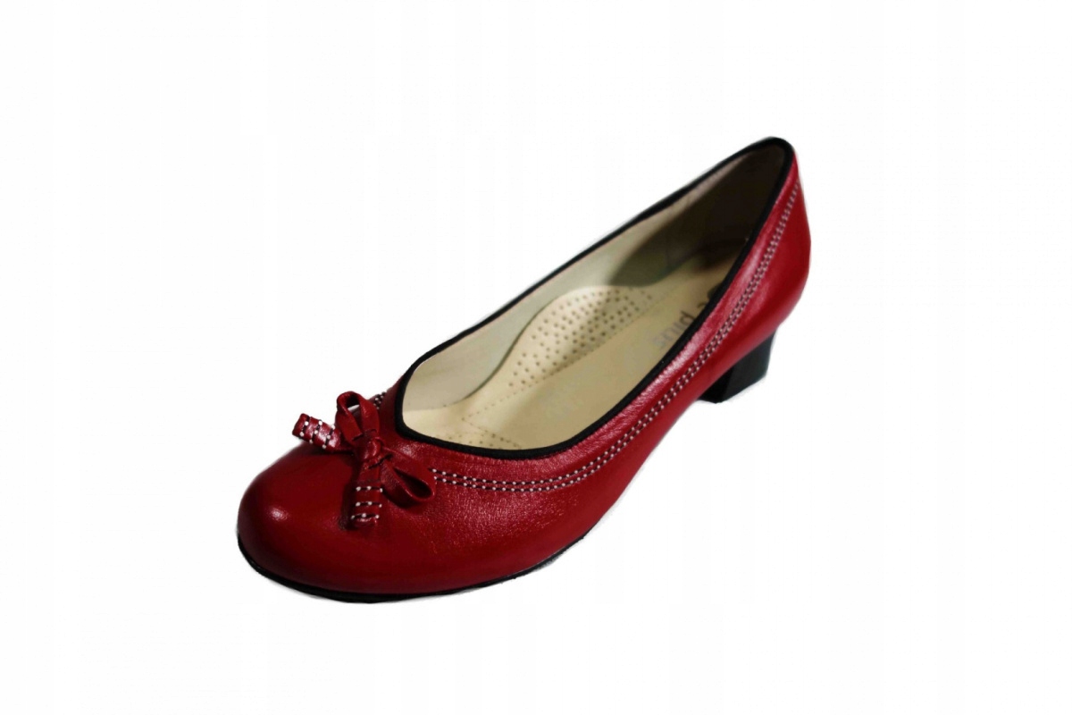 

Skórzane czółenko czerwone tęgość Hi G 9711 38