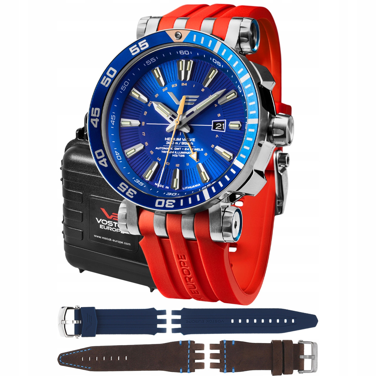 Pánské Hodinky Vostok Europe NH34-575A716SR s červeným řemínkem