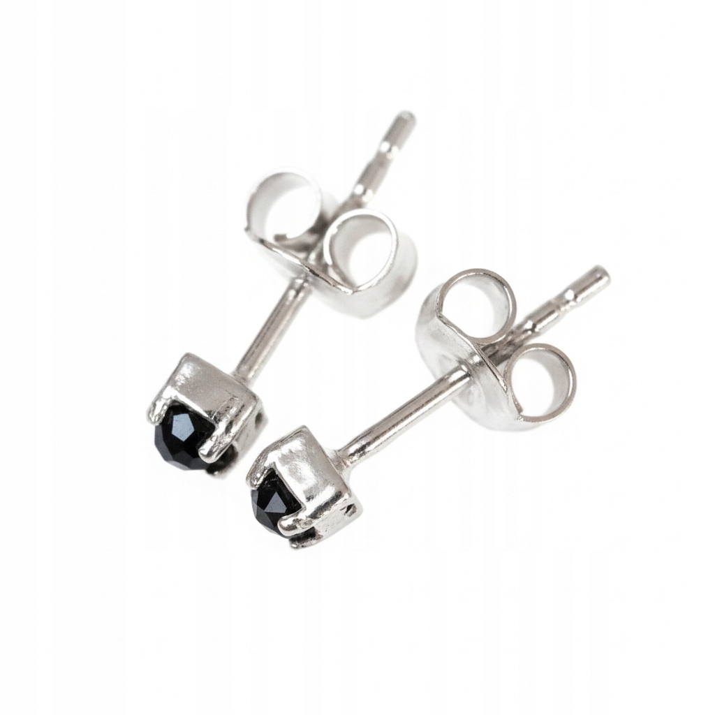 Malé náušnice s černým turmalínem Šroubky stříbrné 925 Dámské tyčinky