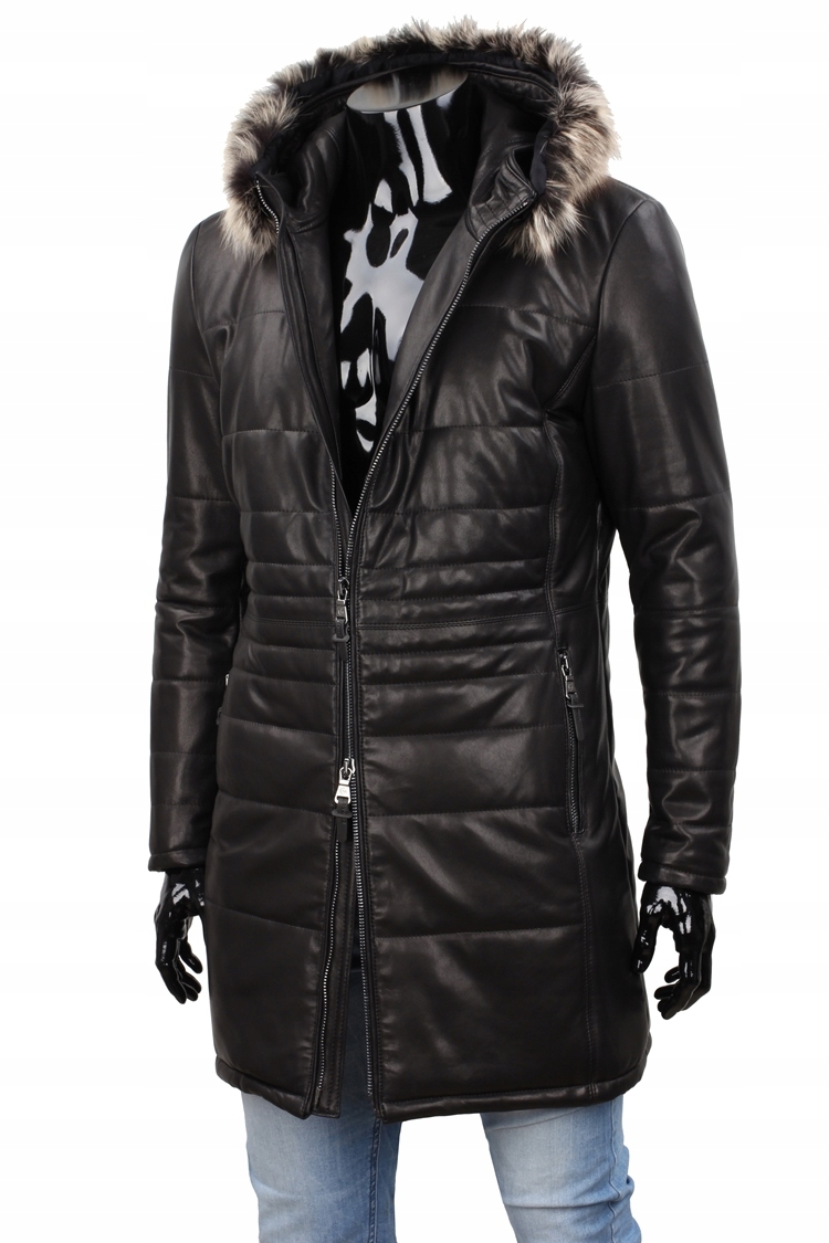 Płaszcz Skórzany Męski Ocieplany DORJAN EDW450 3XL Długość do połowy uda