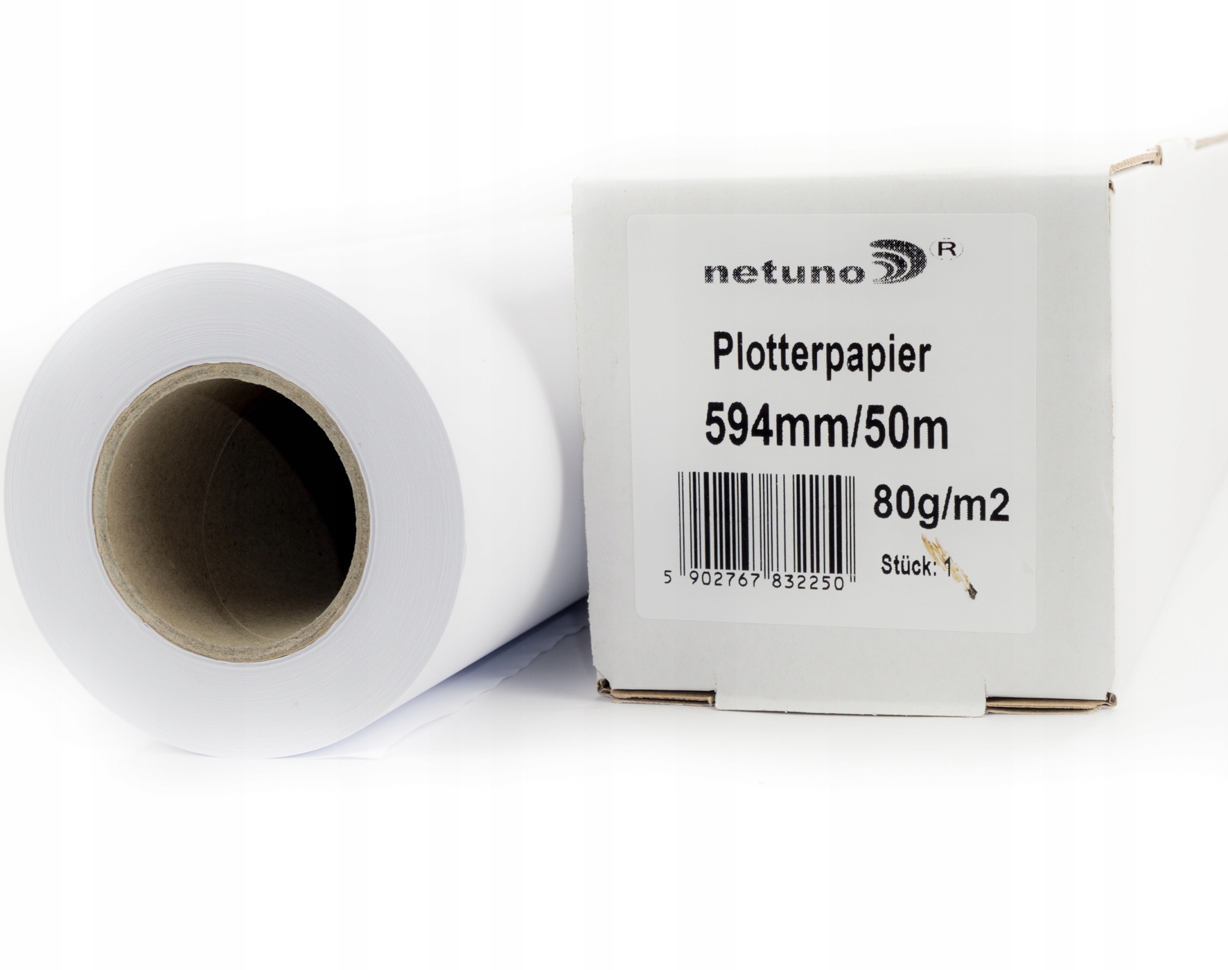 Papier do plotera w roli 594 x 50mb 80g od Netuno biały do projektów planów