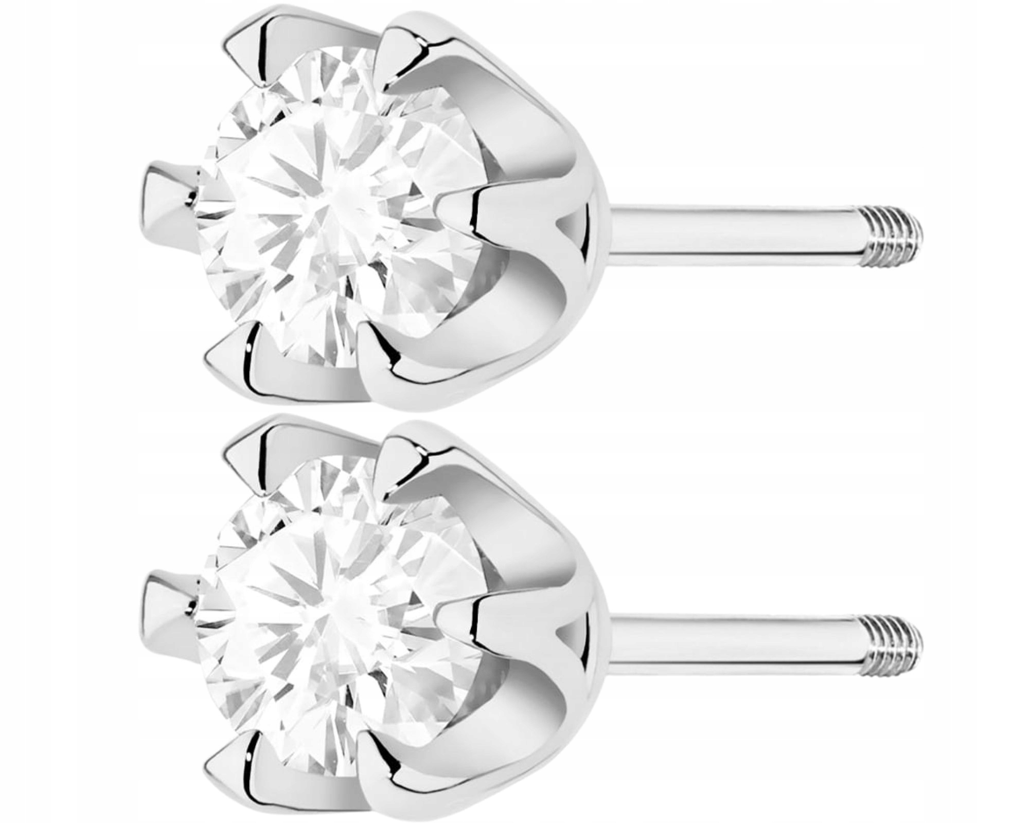 Bílé Zlato Náušnice S Diamantem Na Šroubovací Tyči Zlato 585 Dárek