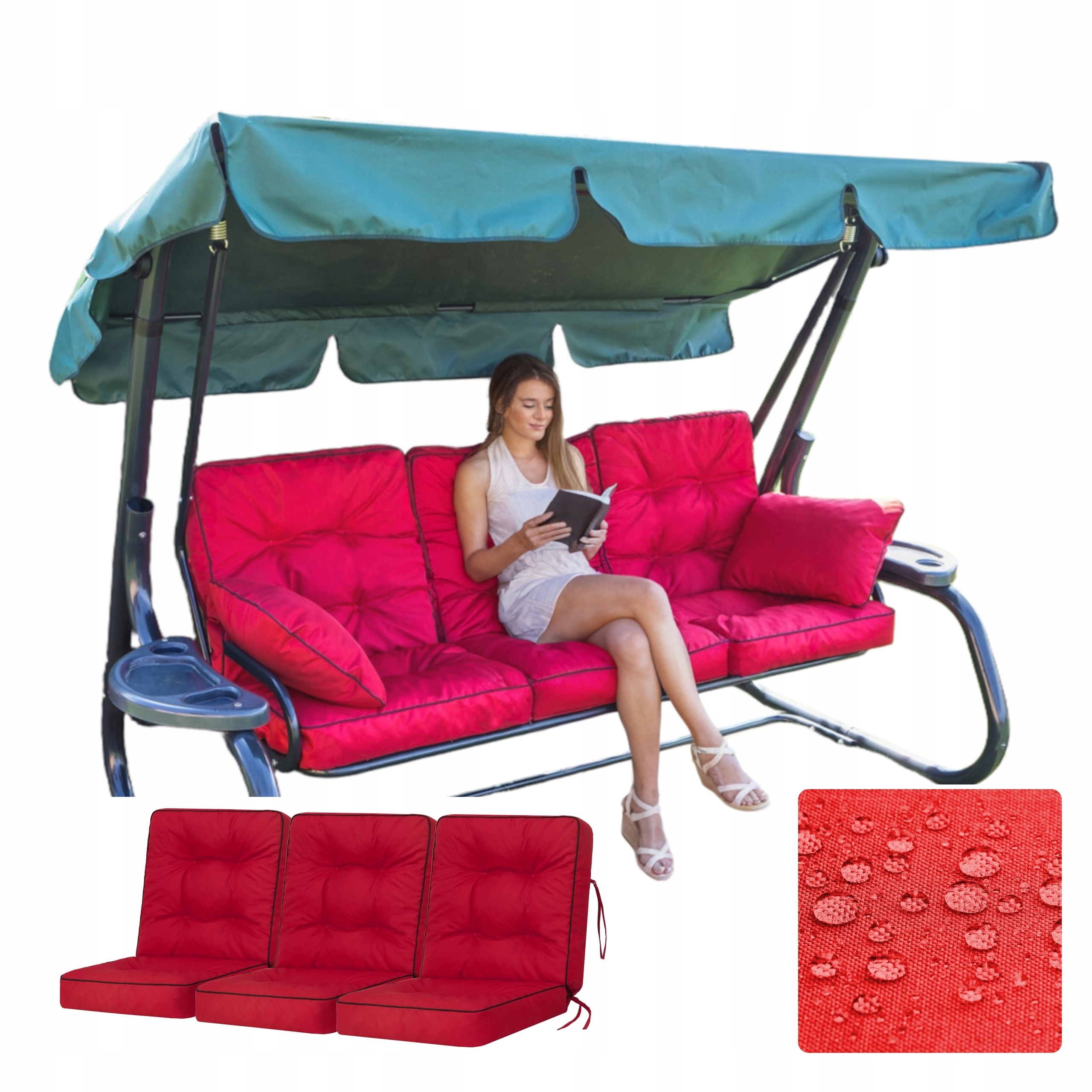 Vankúš na hojdačku, záhradnú lavičku Sada 3 ks Vodotesný proti Uv žiareniu 150 cm