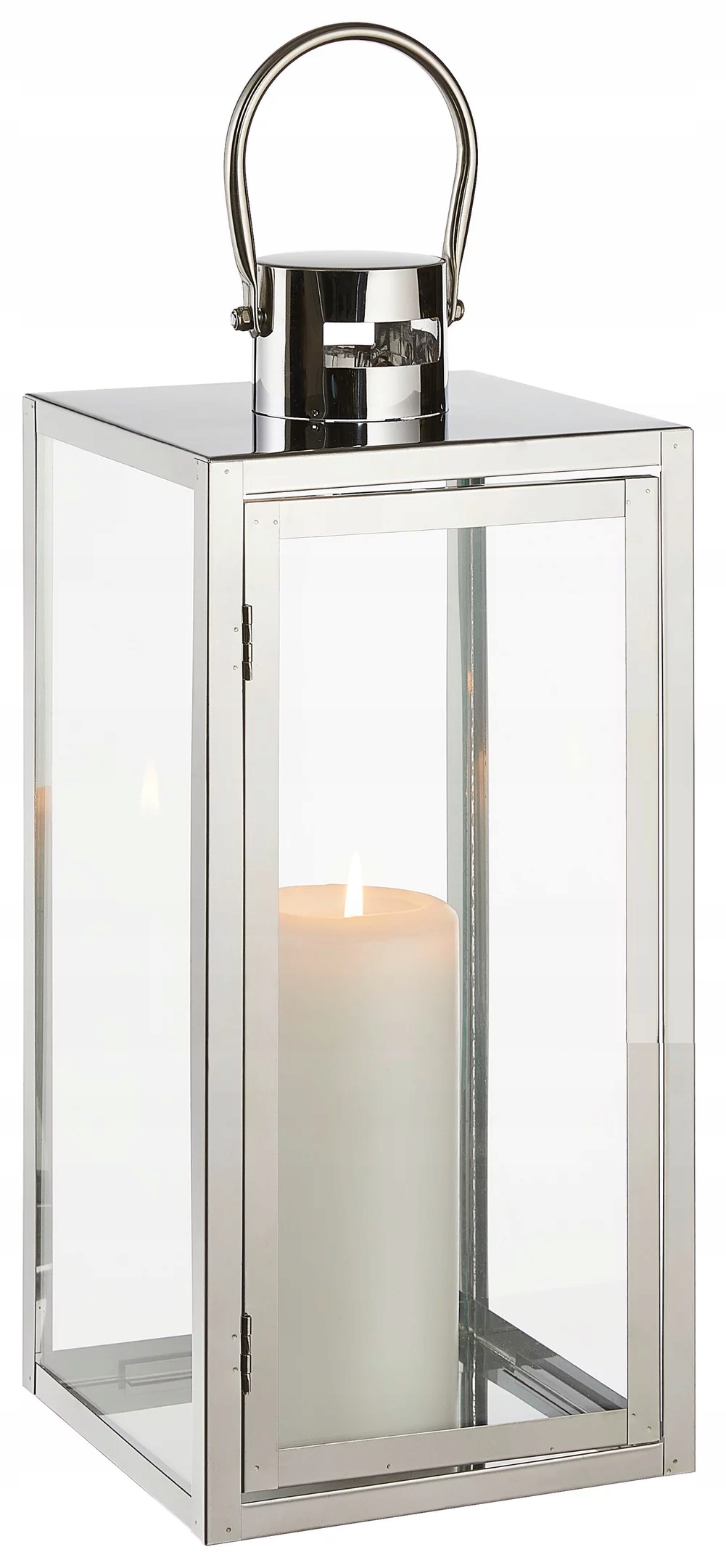 Lampa Glamour lucerna 49 cm stříbrná Hřbitovní Svíčka z nerezové oceli