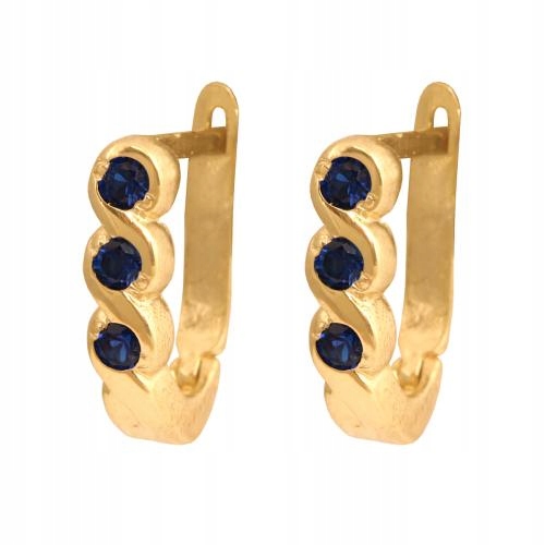 Zlaté 585 elegantní náušnice jemně zdobené černými zirkony 14k