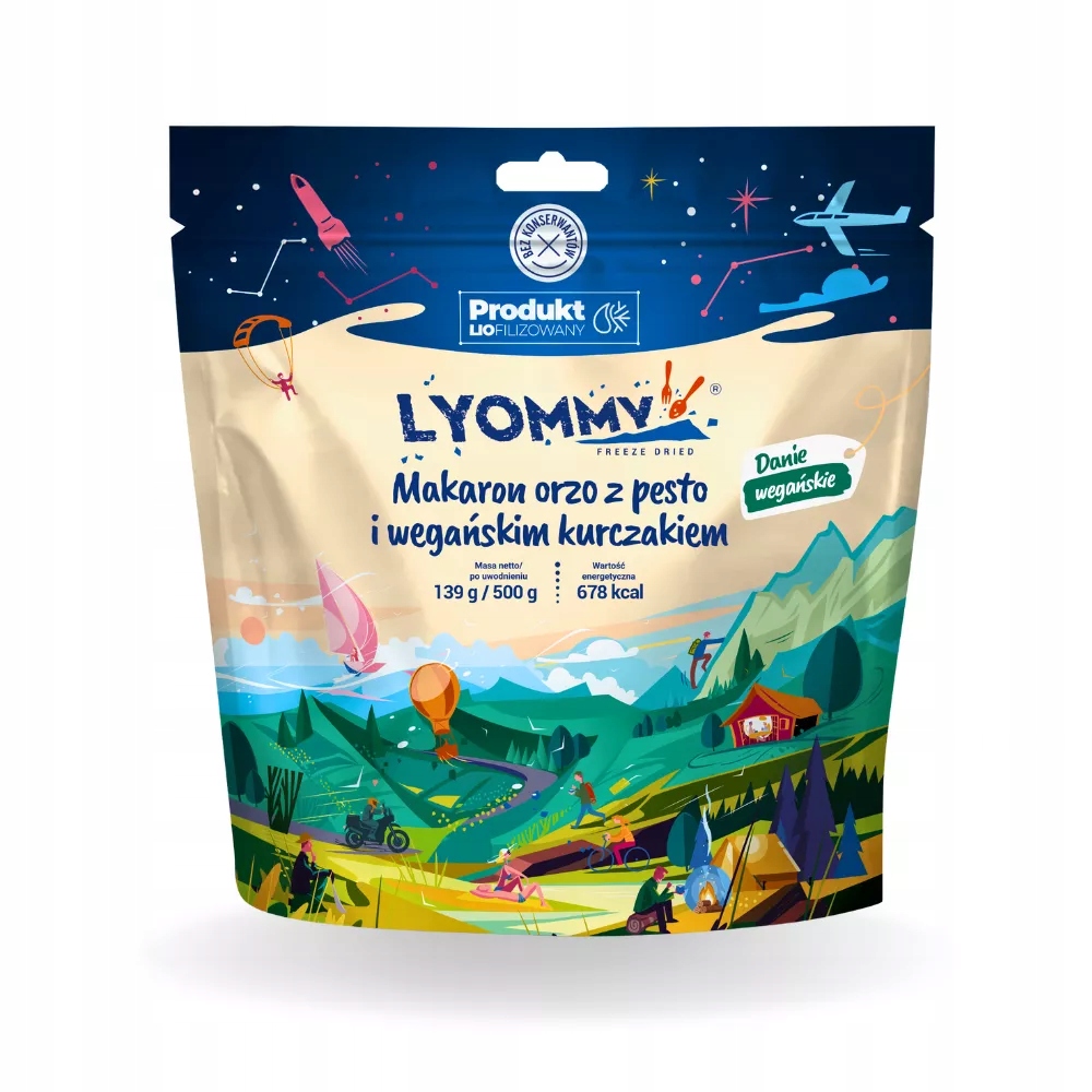 Liofilizat Lyommy Makaron orzo z pesto i wegańskim kurczakiem 139 g (500 g)