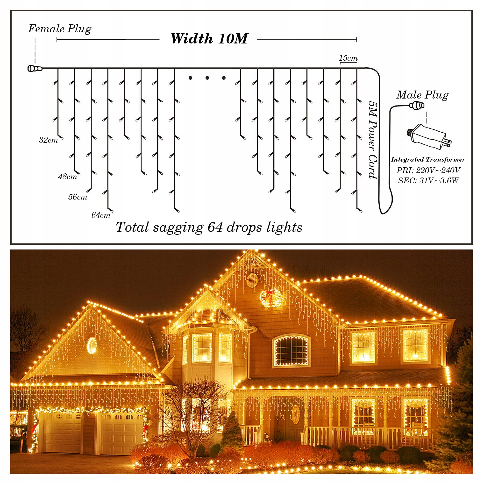 BELLALICHT KURTYNA ZEWNĘTRZNA ŚWIETLNA LAMPKI IP44 8 TRYBÓW TIMER 400 LED — miniatura 7