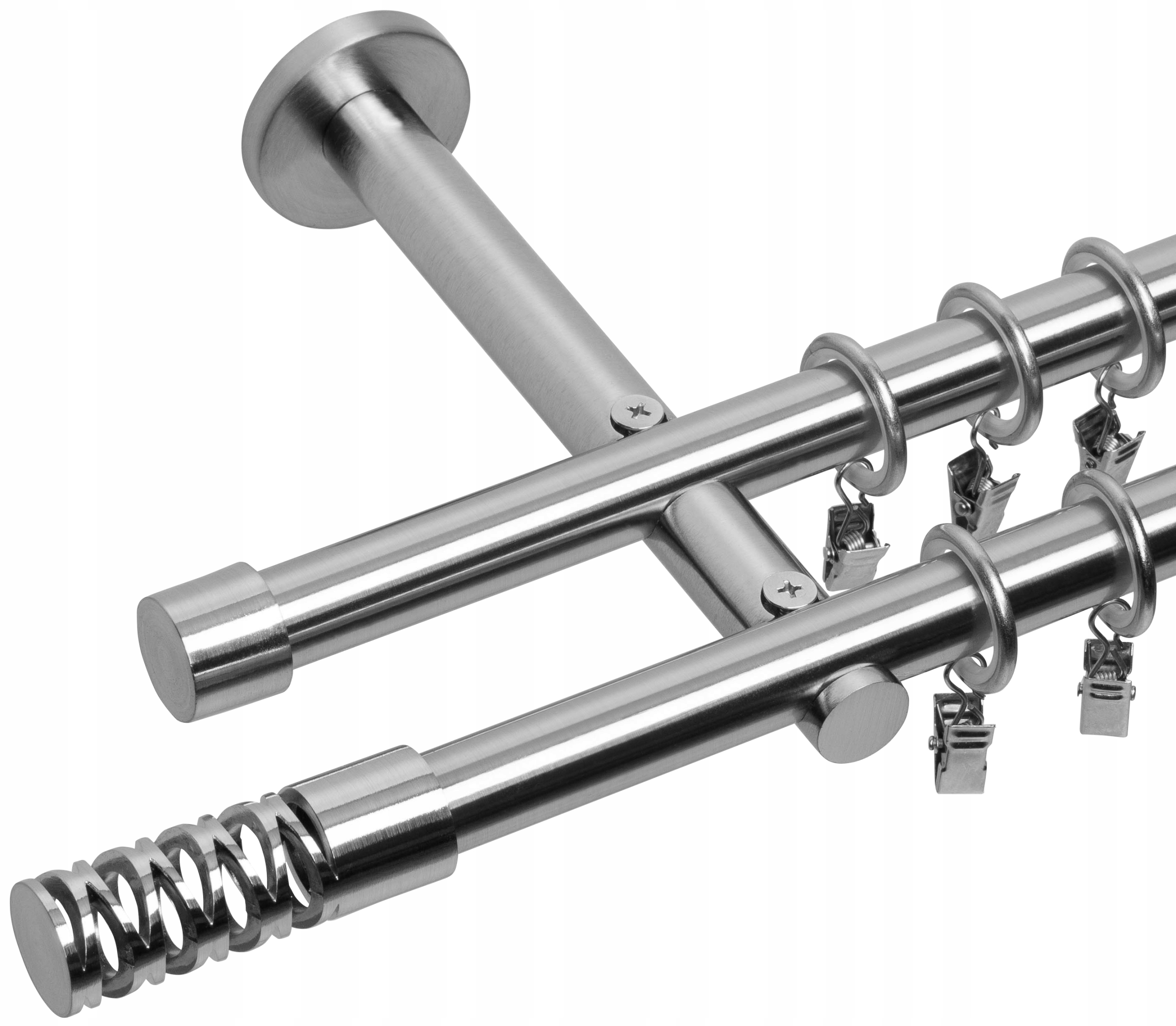 KARNISZ PODWÓJNY 180 CM 19+19 MM NOWOCZESNY 3 KOLORY WYBÓR ZAKOŃCZEŃ RENA