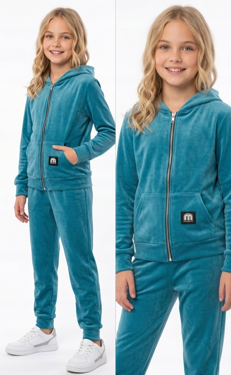 Dres Welurowy Dla Dziewczynki 140 Sportowy bluza spodnie Komplet zestaw